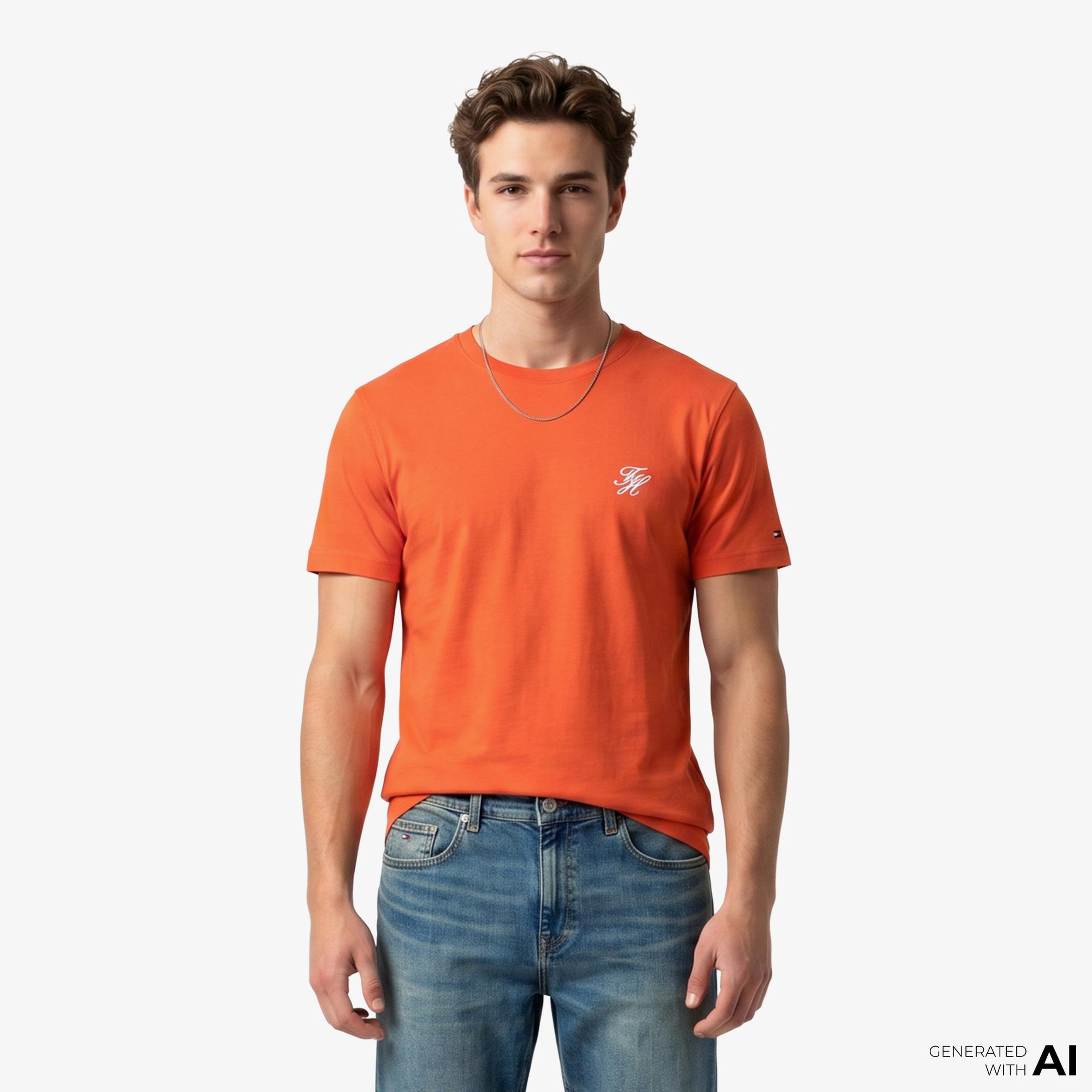 Tommy Hilfiger Swimshop Erkek Turuncu T-Shirt