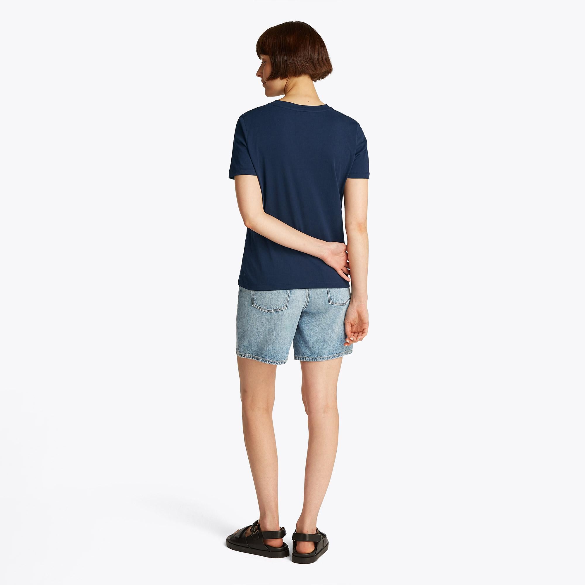 Tommy Hilfiger Corp Logo Kadın Lacivert Crop T-Shirt