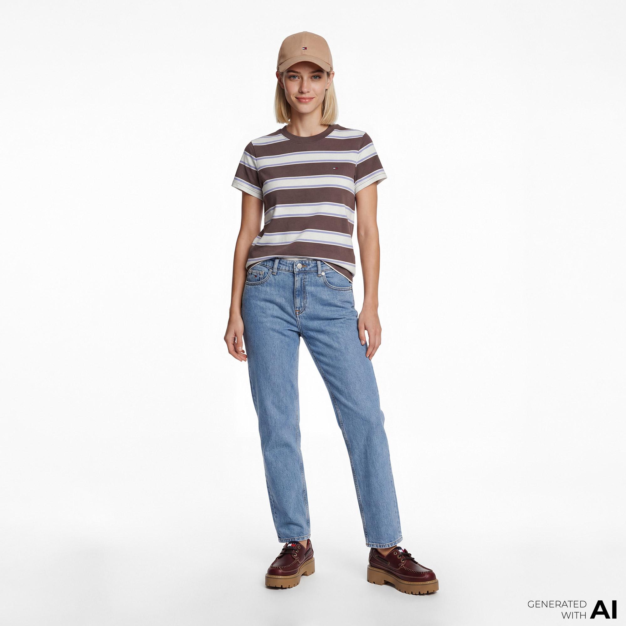 Tommy Hilfiger Denim Essentials Kadın Kahverengi T-Shirt