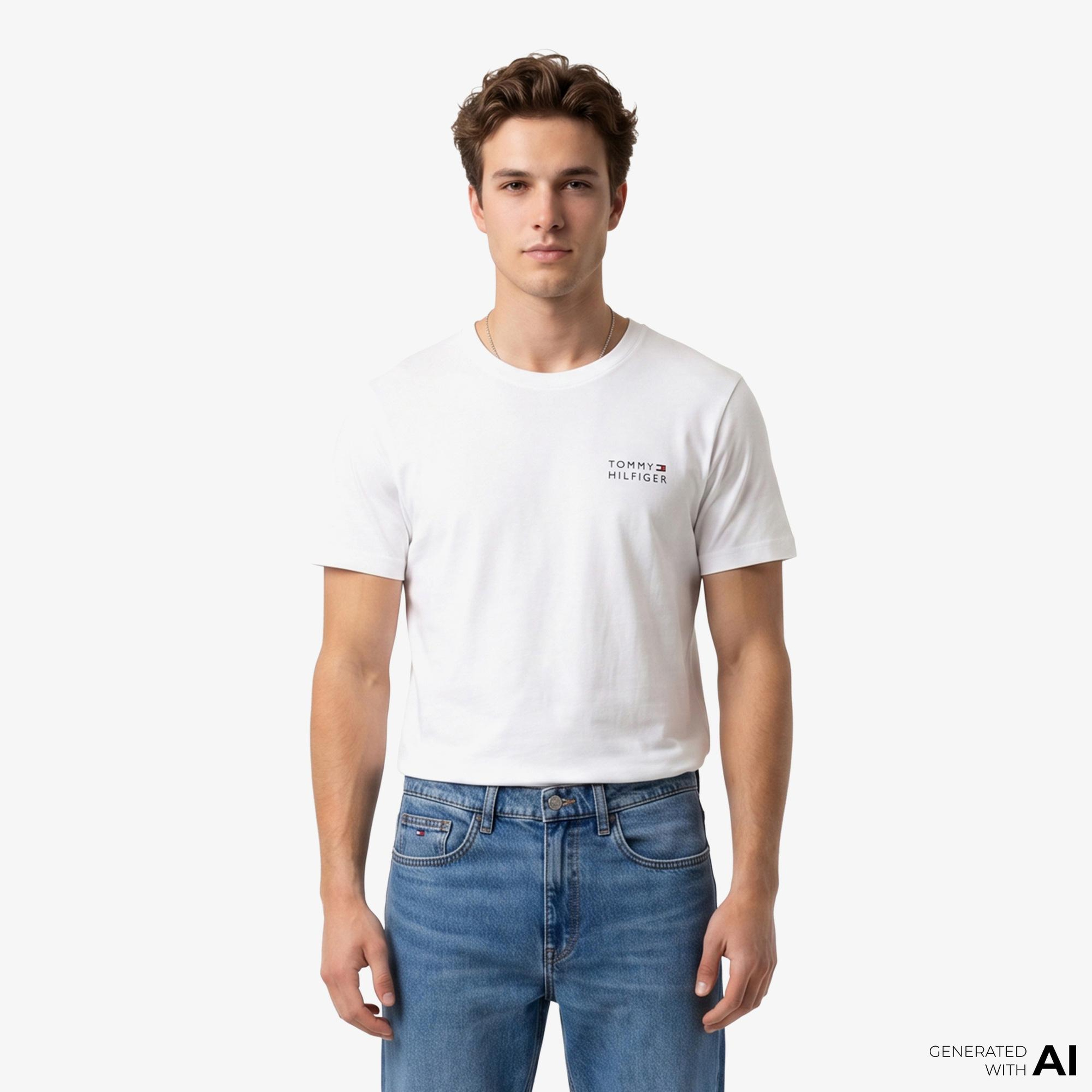 Tommy Hilfiger Brand Love Erkek Beyaz T-Shirt