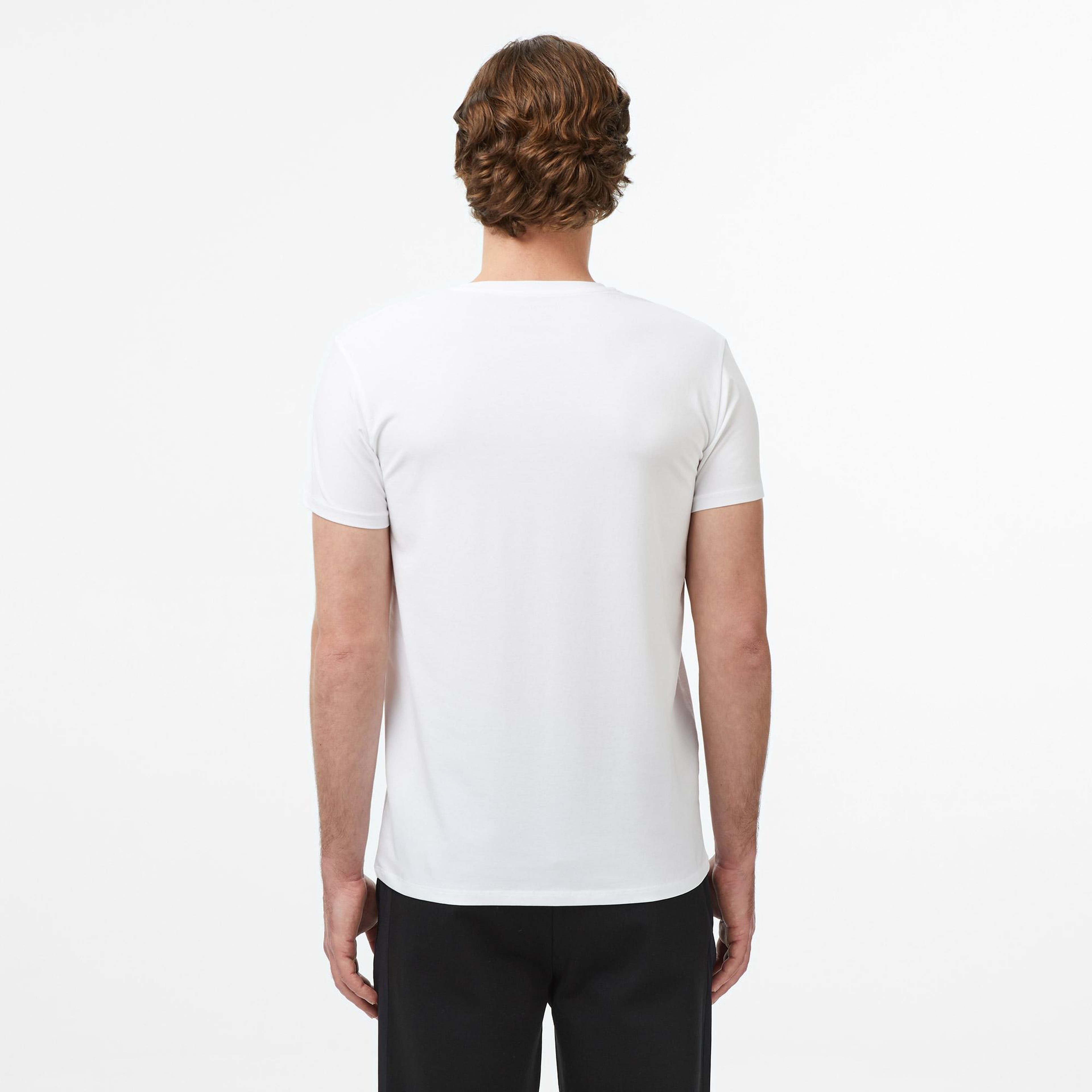 Lacoste Erkek Slim Fit V Yaka Beyaz T-Shirt