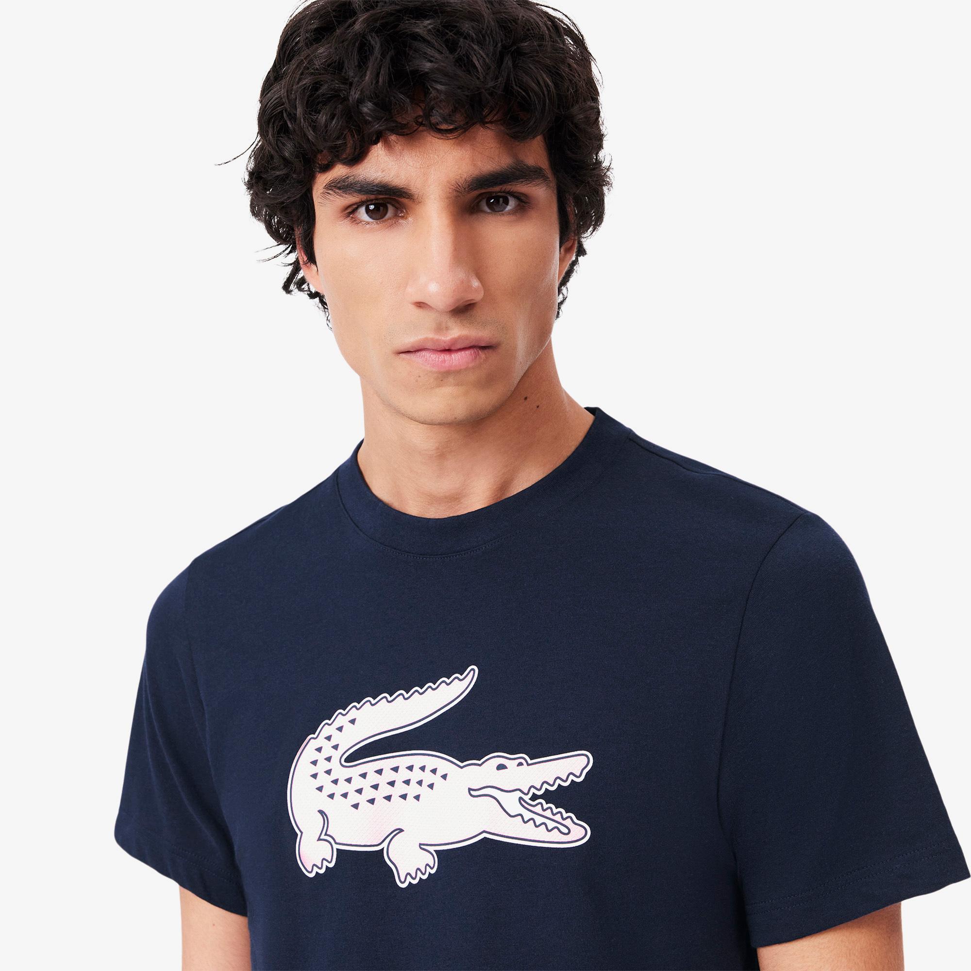 Erkek Regular Fit Bisiklet Yaka Baskılı Lacivert T-Shirt