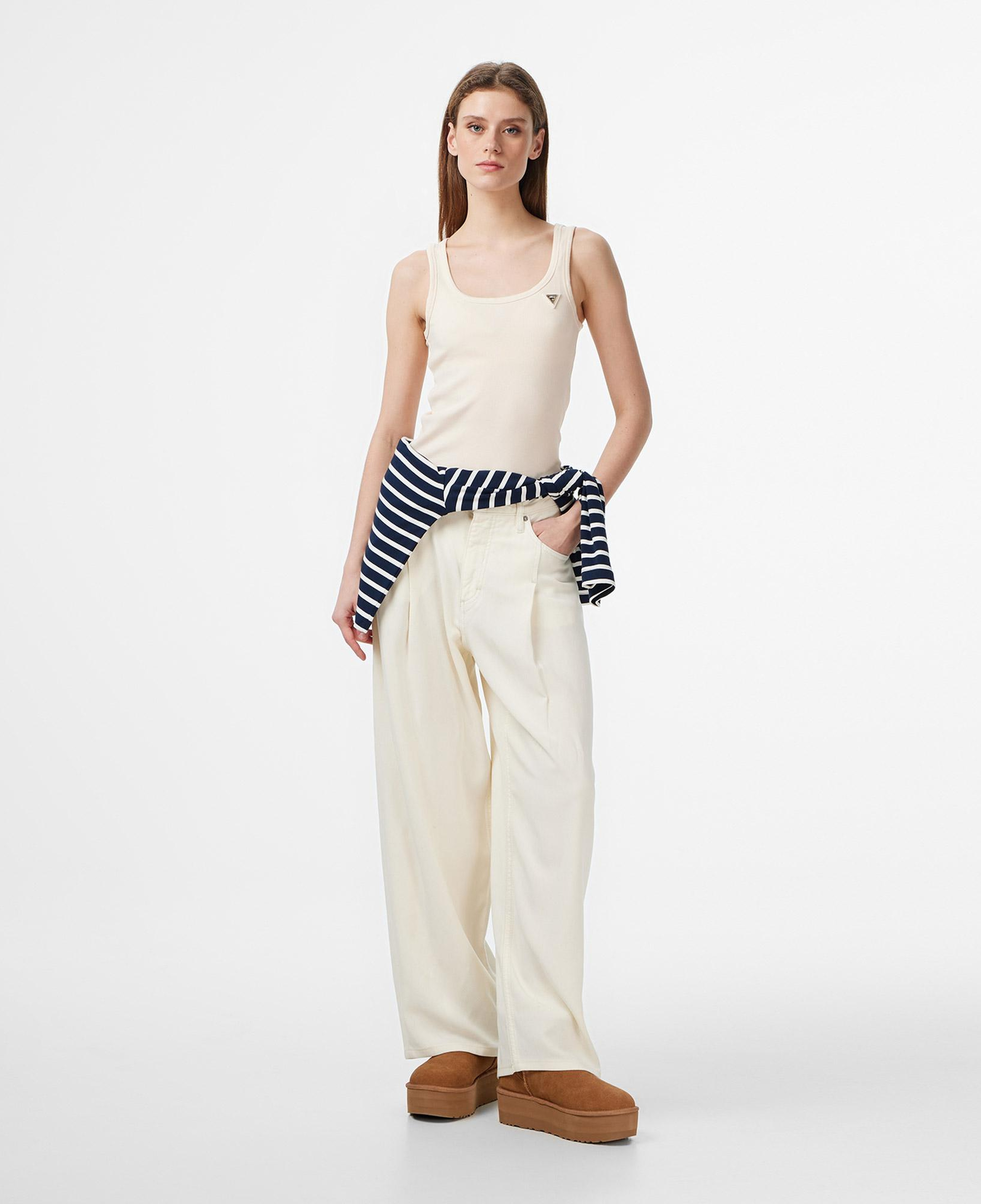 Guess Colette Rib Tank Kadın Krem T-Shirt