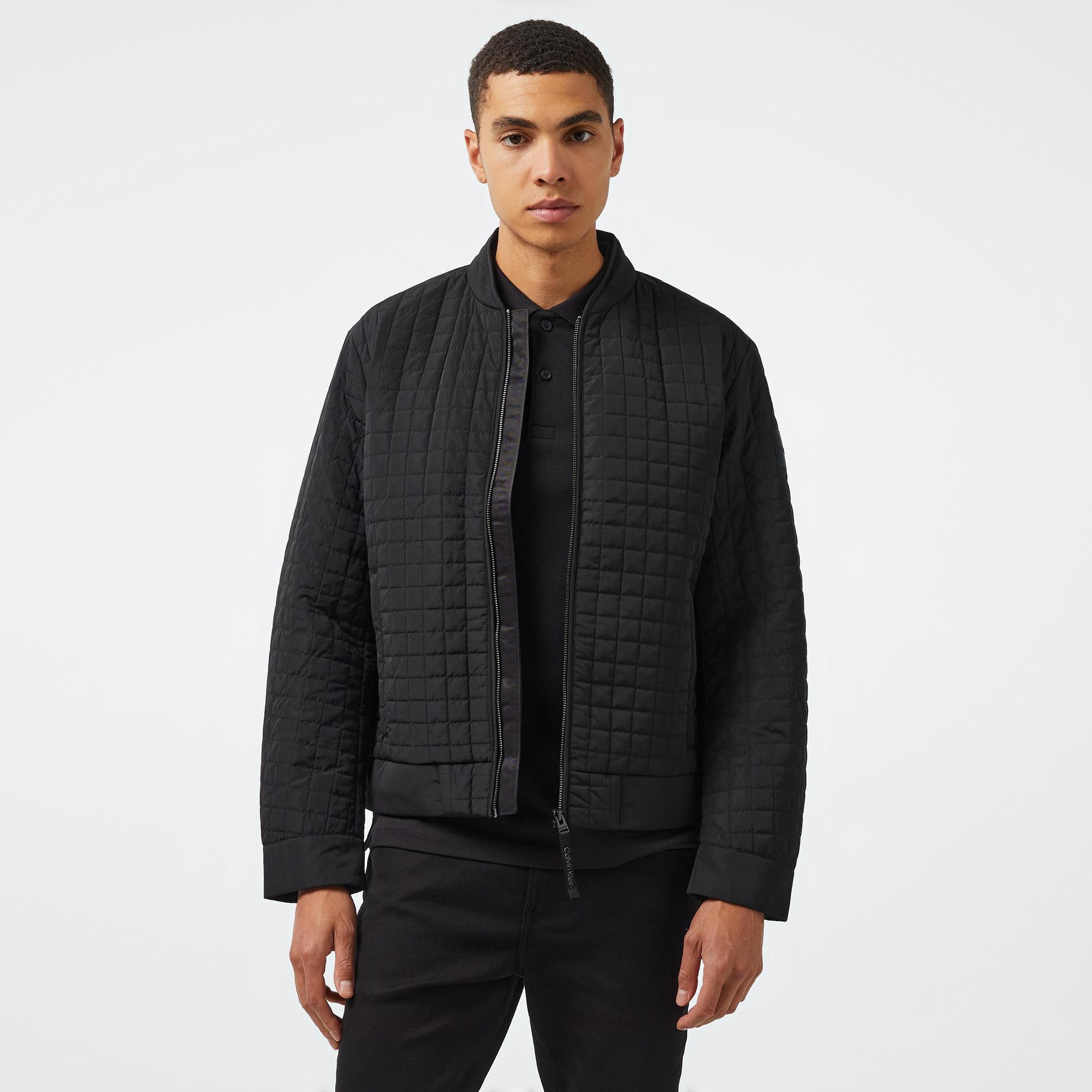 Calvin Klein Grıd Quilt Biker Slw Erkek Siyah Biker Ceket