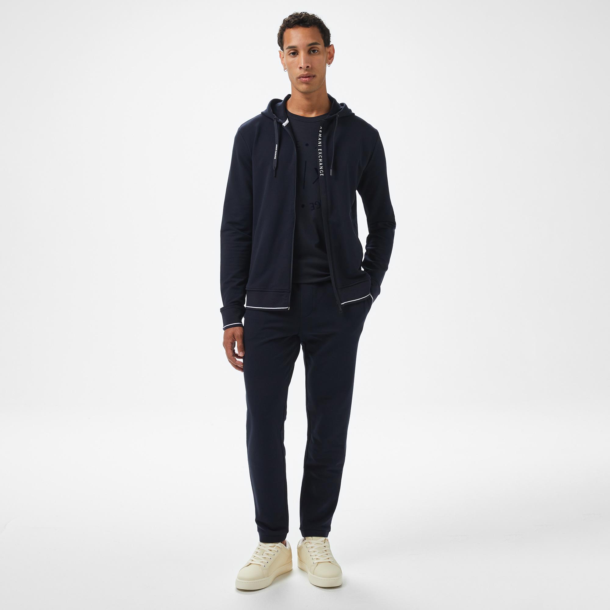 Armani Exchange Erkek Lacivert Fermuarlı Sweatshirt