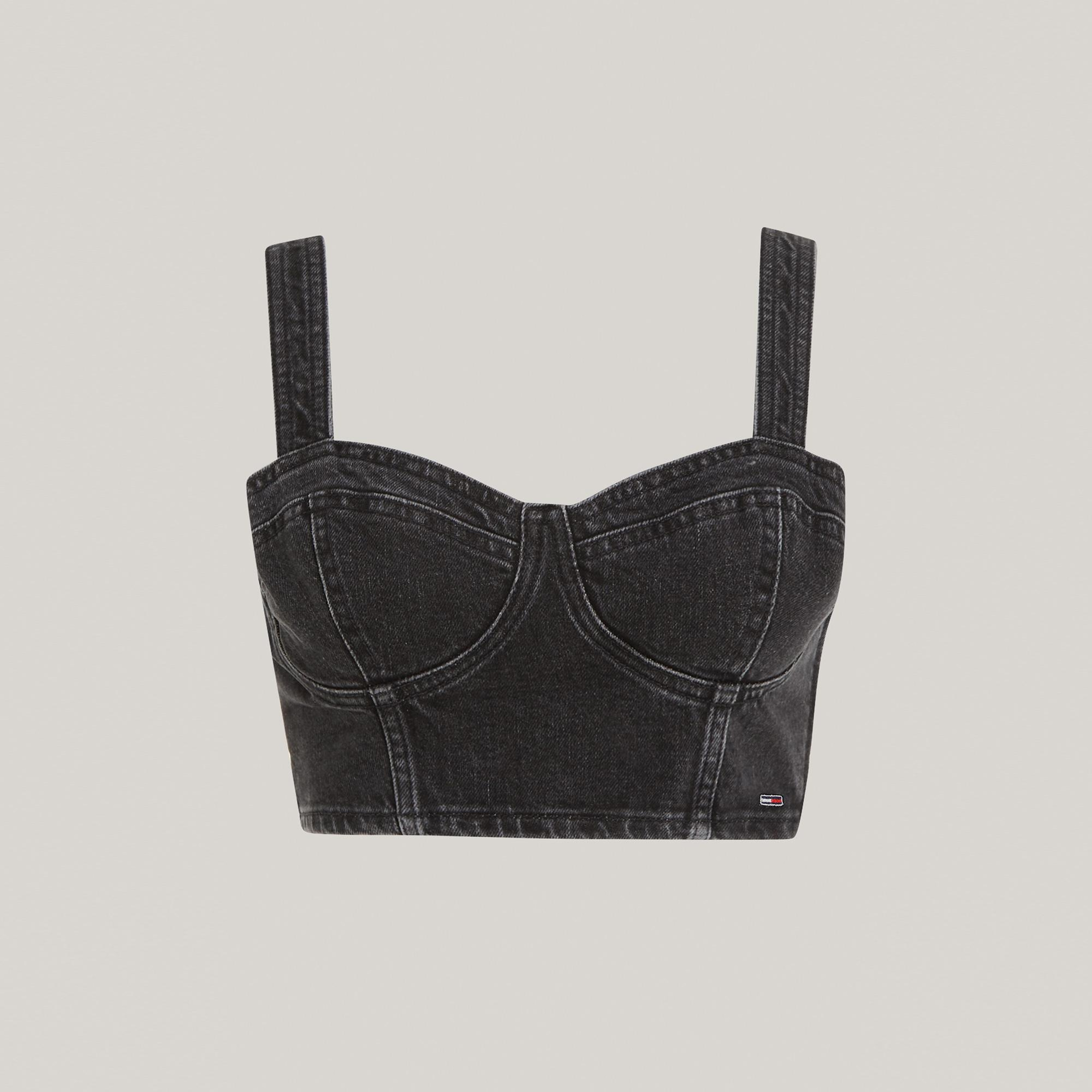 Tommy Jeans Kadın Crop Gri Büstiyer