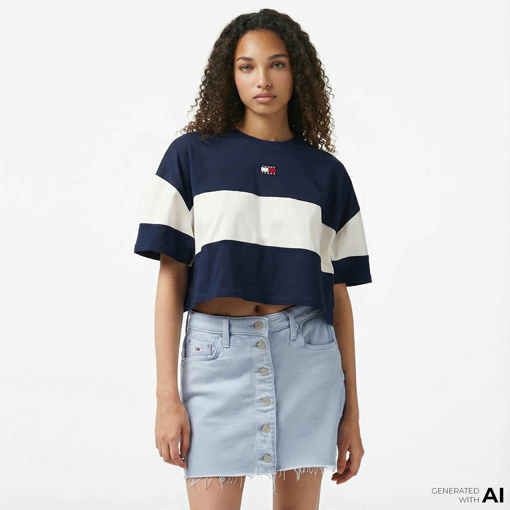Tommy Hilfiger Badge Kadın Lacivert T-Shirt