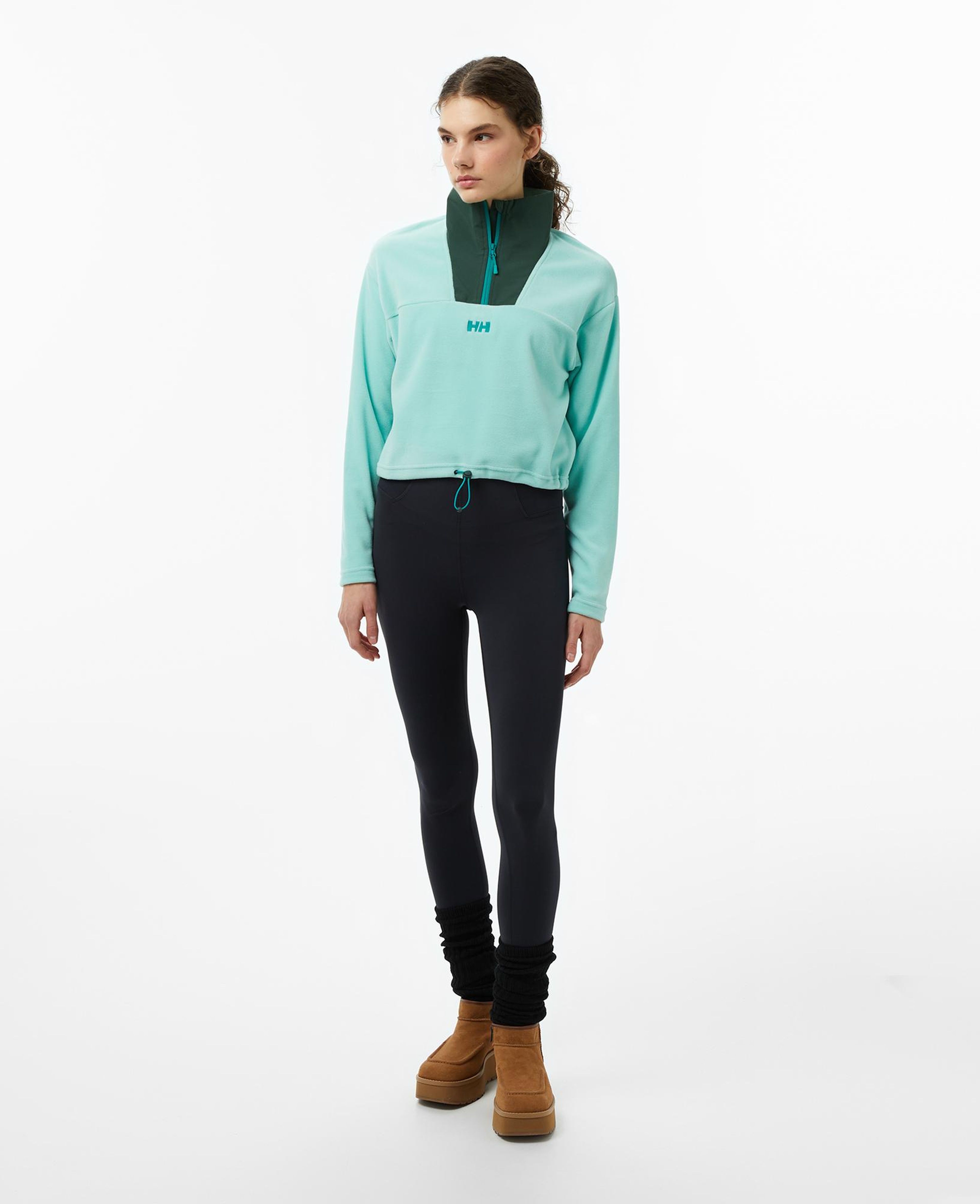 Helly Hansen W Daybreaker Cropped Polar Kadın Yeşil Sweatshirt
