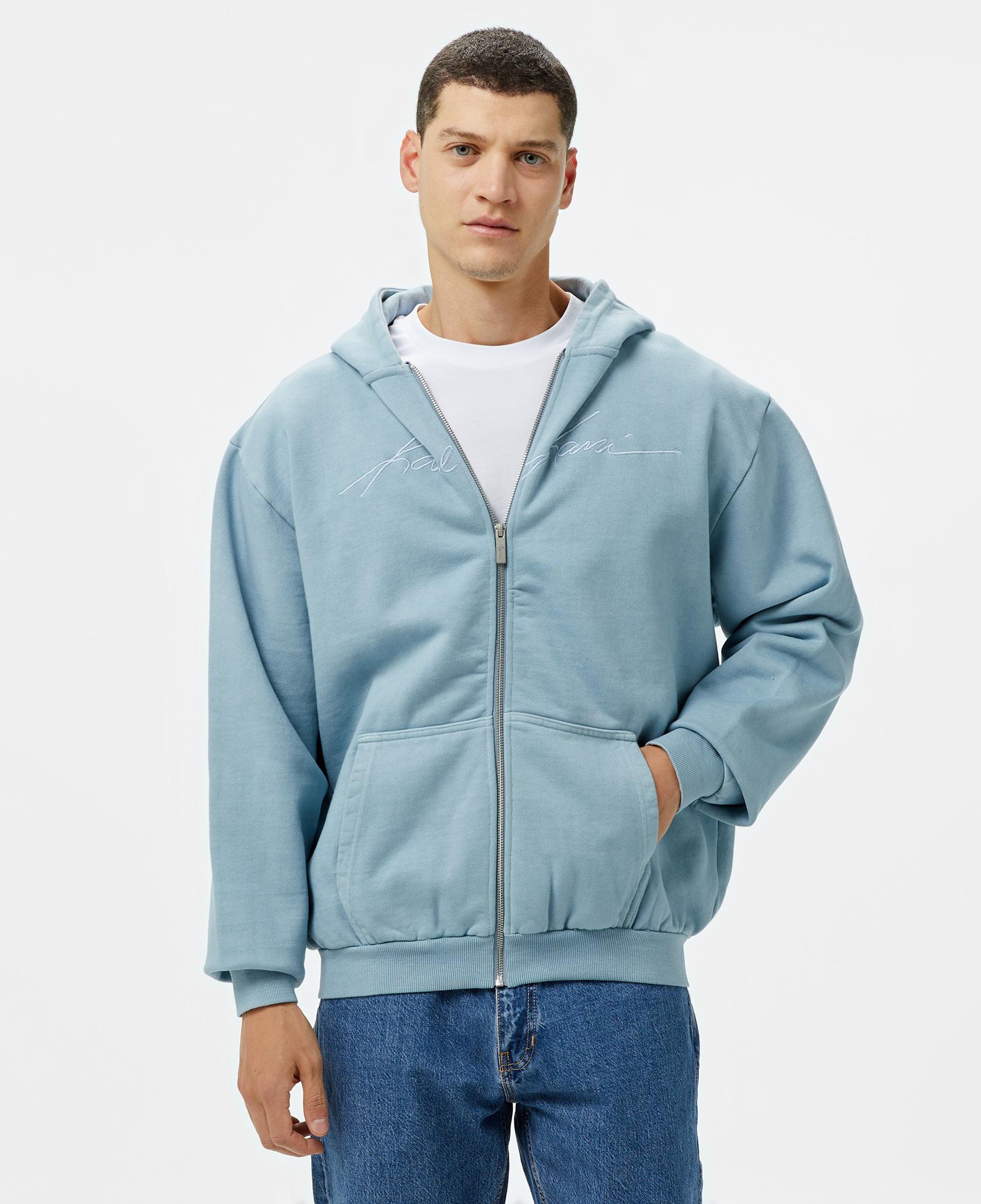 Karl Kani Autograph Heavy Os Zip Erkek Mavi Sweatshirt