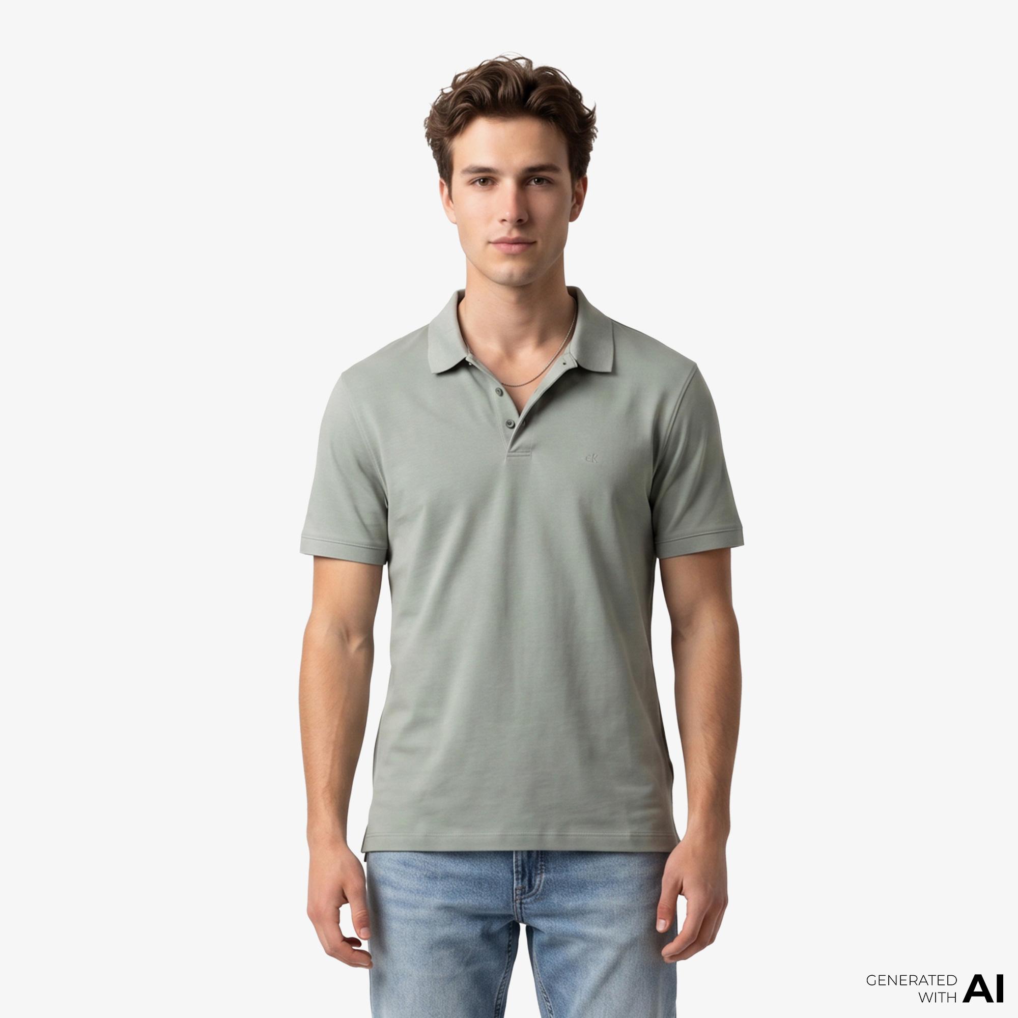 Calvin Klein Supima Chest Emb Erkek Bej Polo