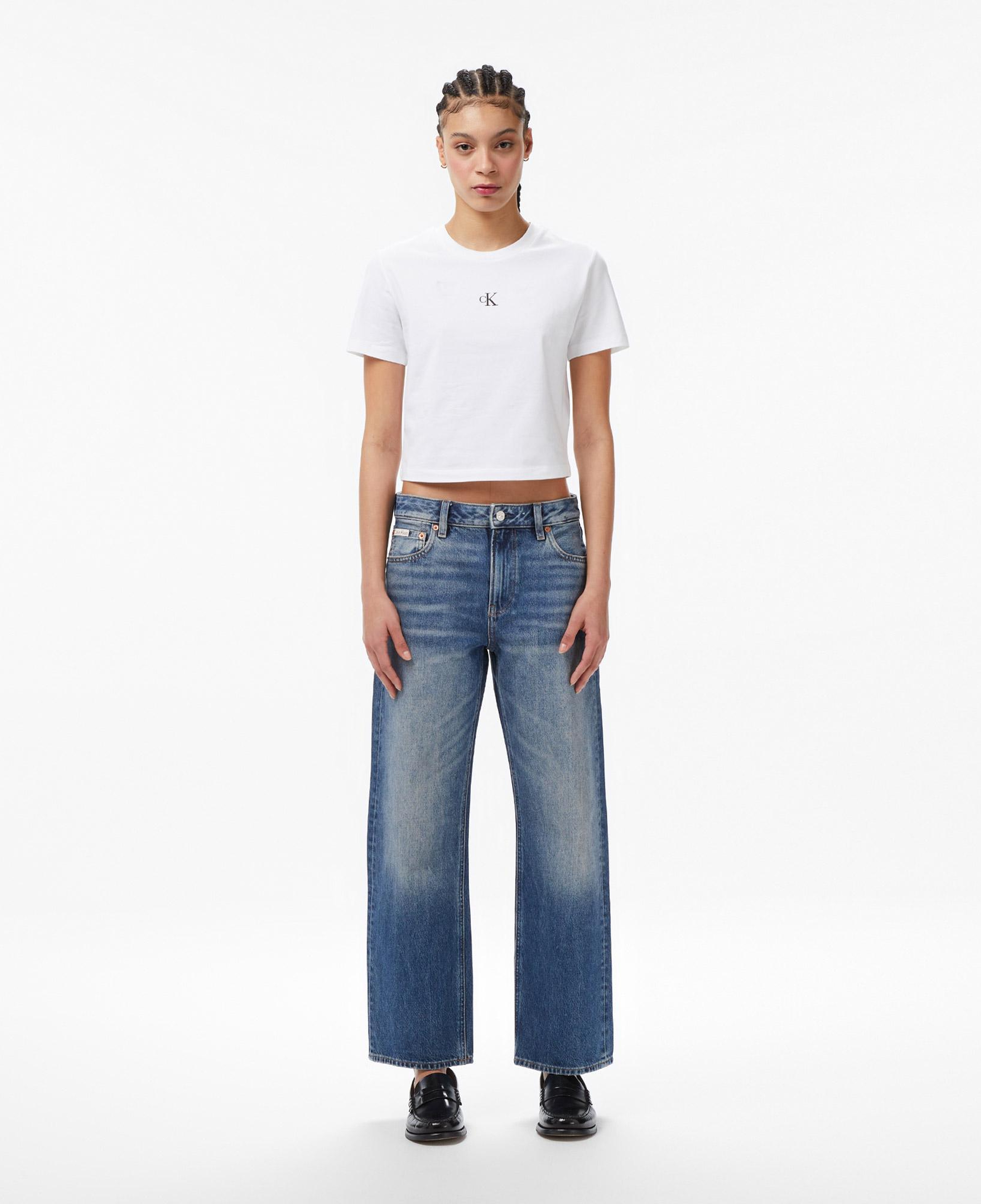 Calvin Klein Logo Cropped Kadın Beyaz T-Shirt
