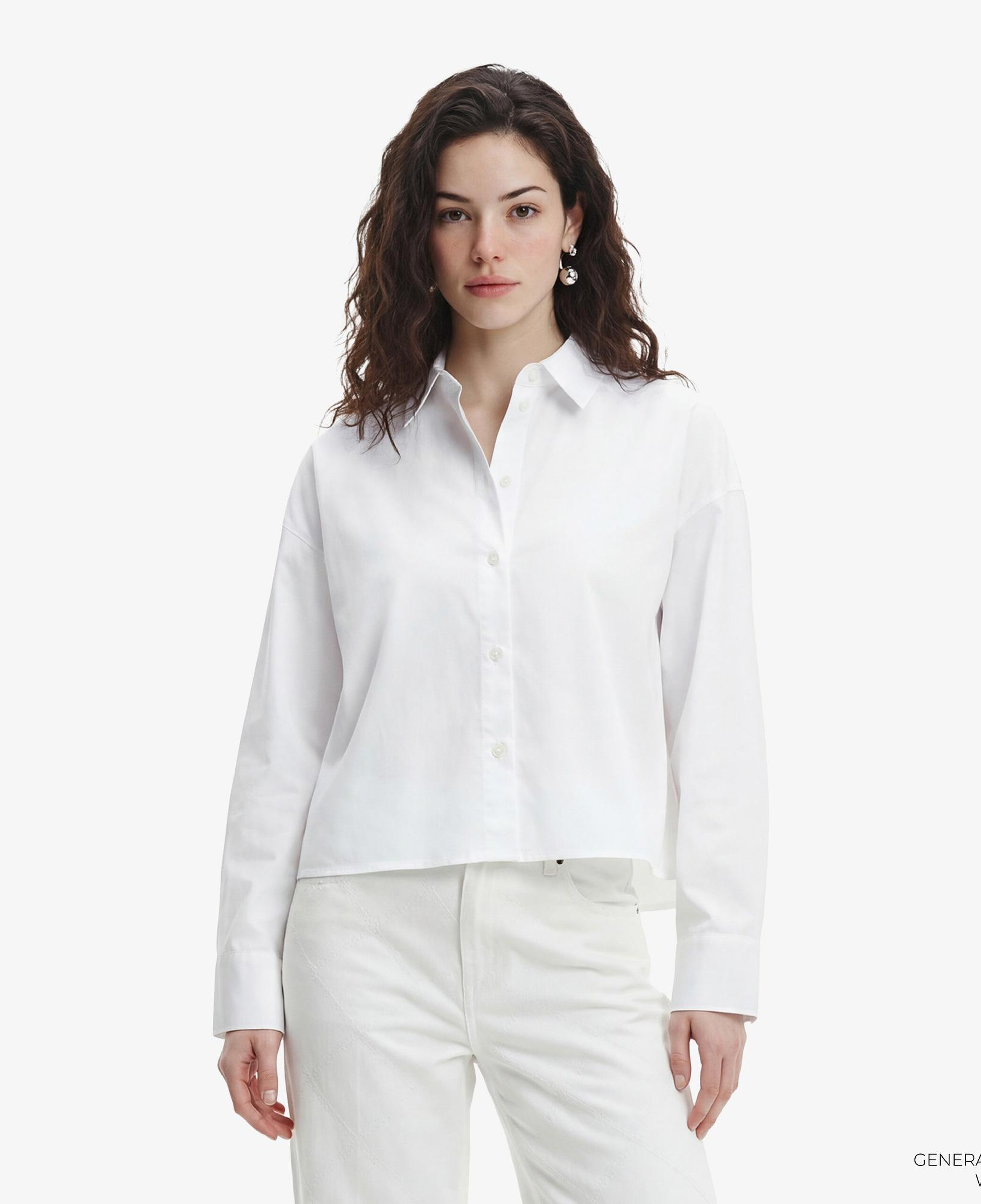 Calvin Klein Solid Boxy Cropped Kadın Beyaz Gömlek