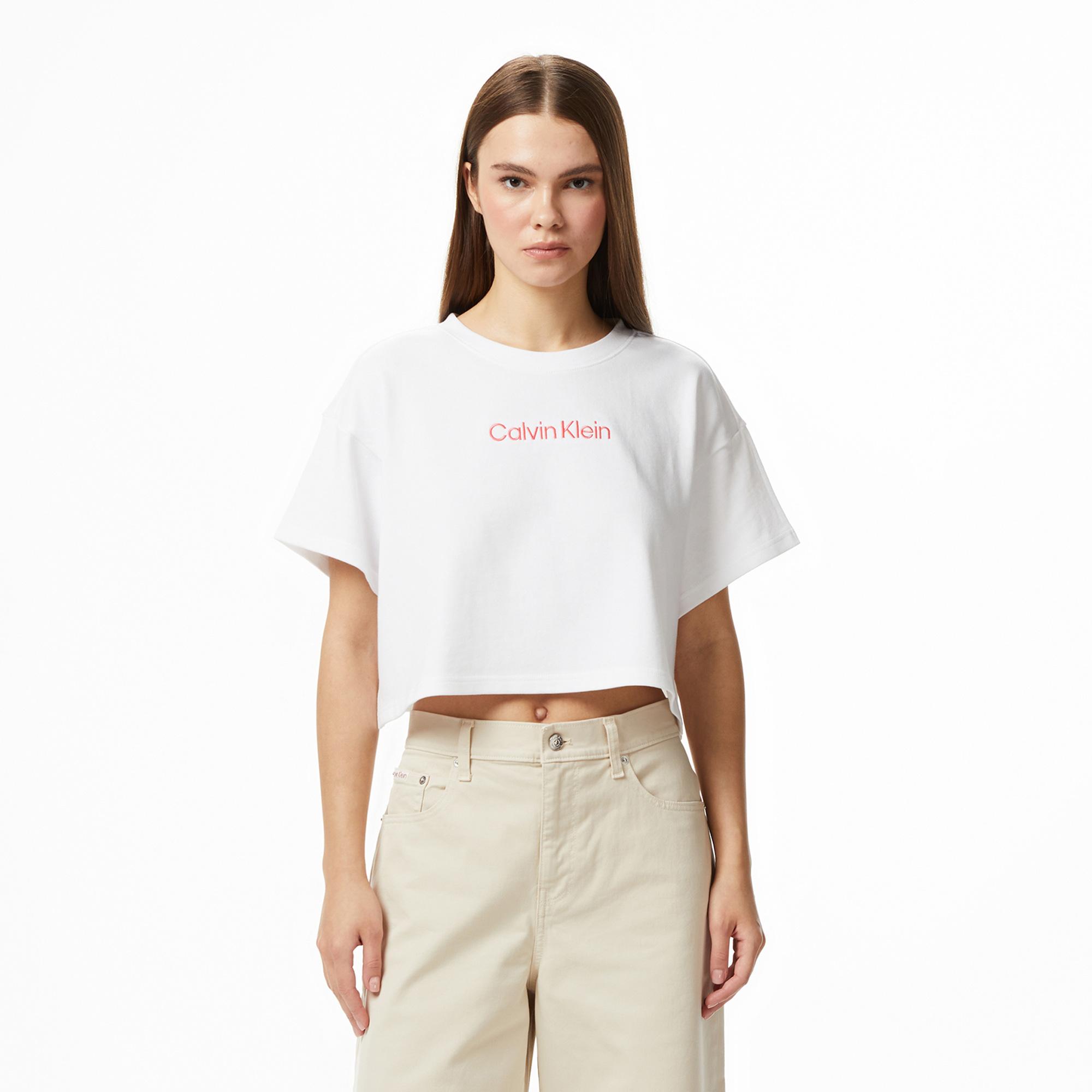 Calvin Klein Cropped Kadın Beyaz T-Shirt