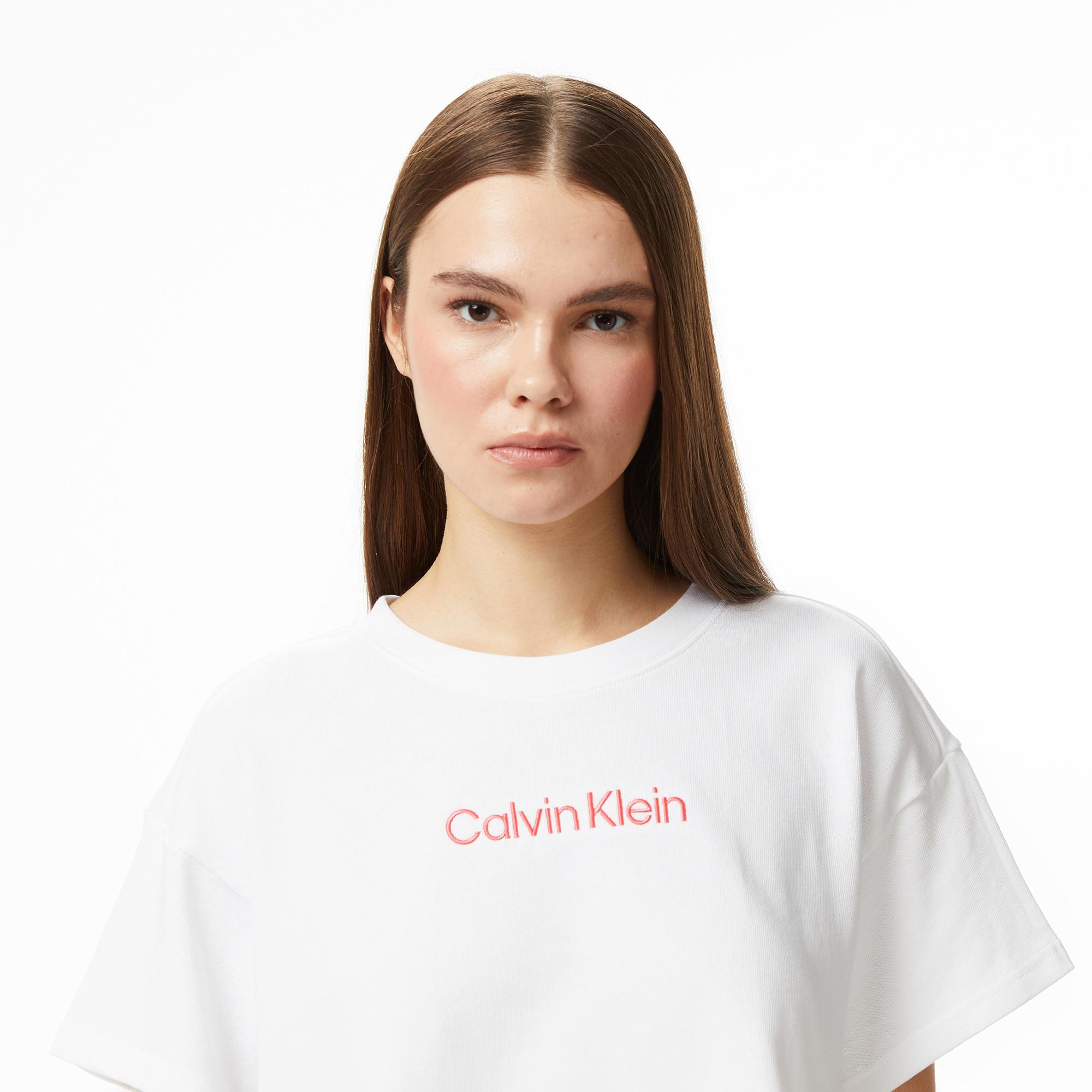 Calvin Klein Cropped Kadın Beyaz T-Shirt