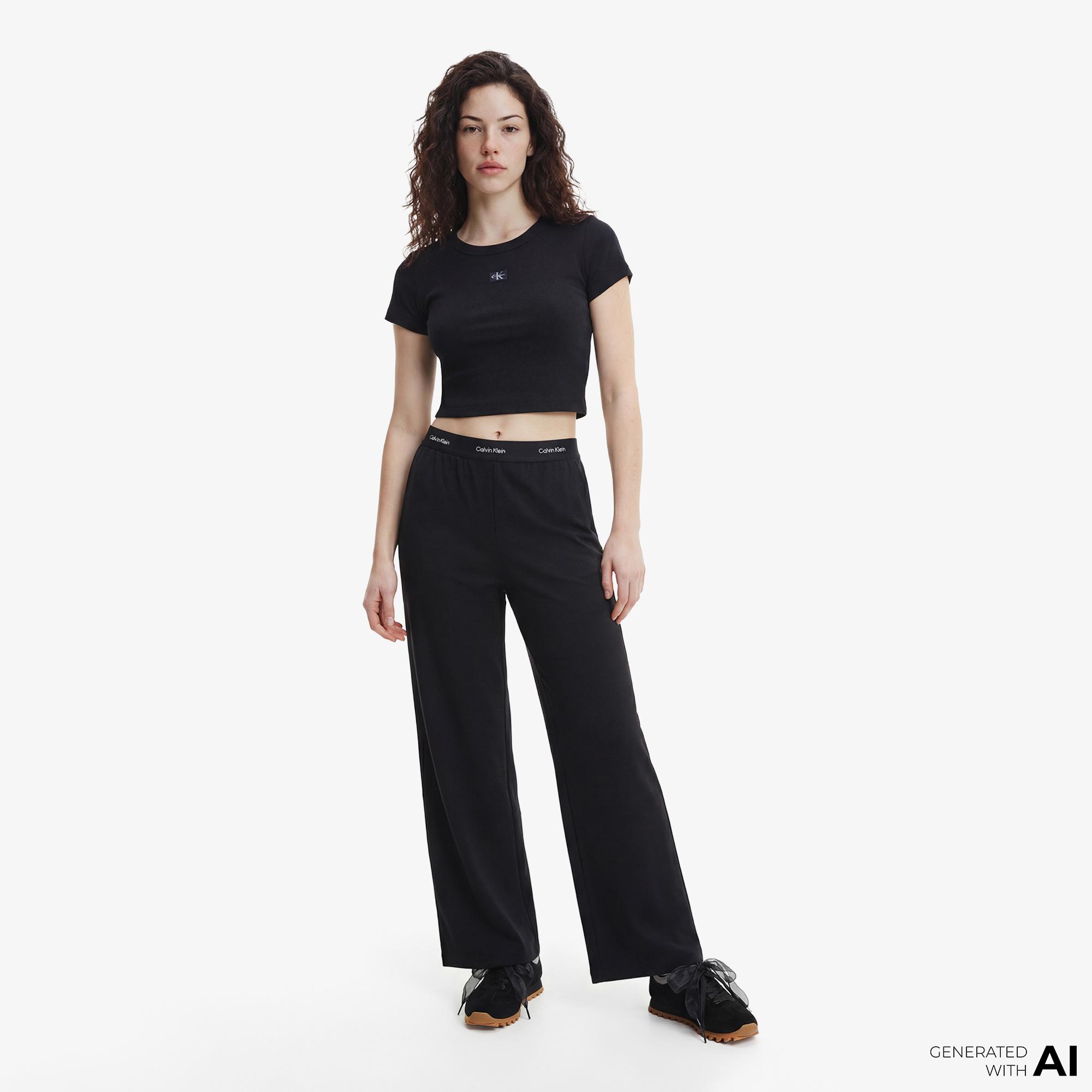 Calvin Klein Ponte Logo Kadın Siyah Pantolon