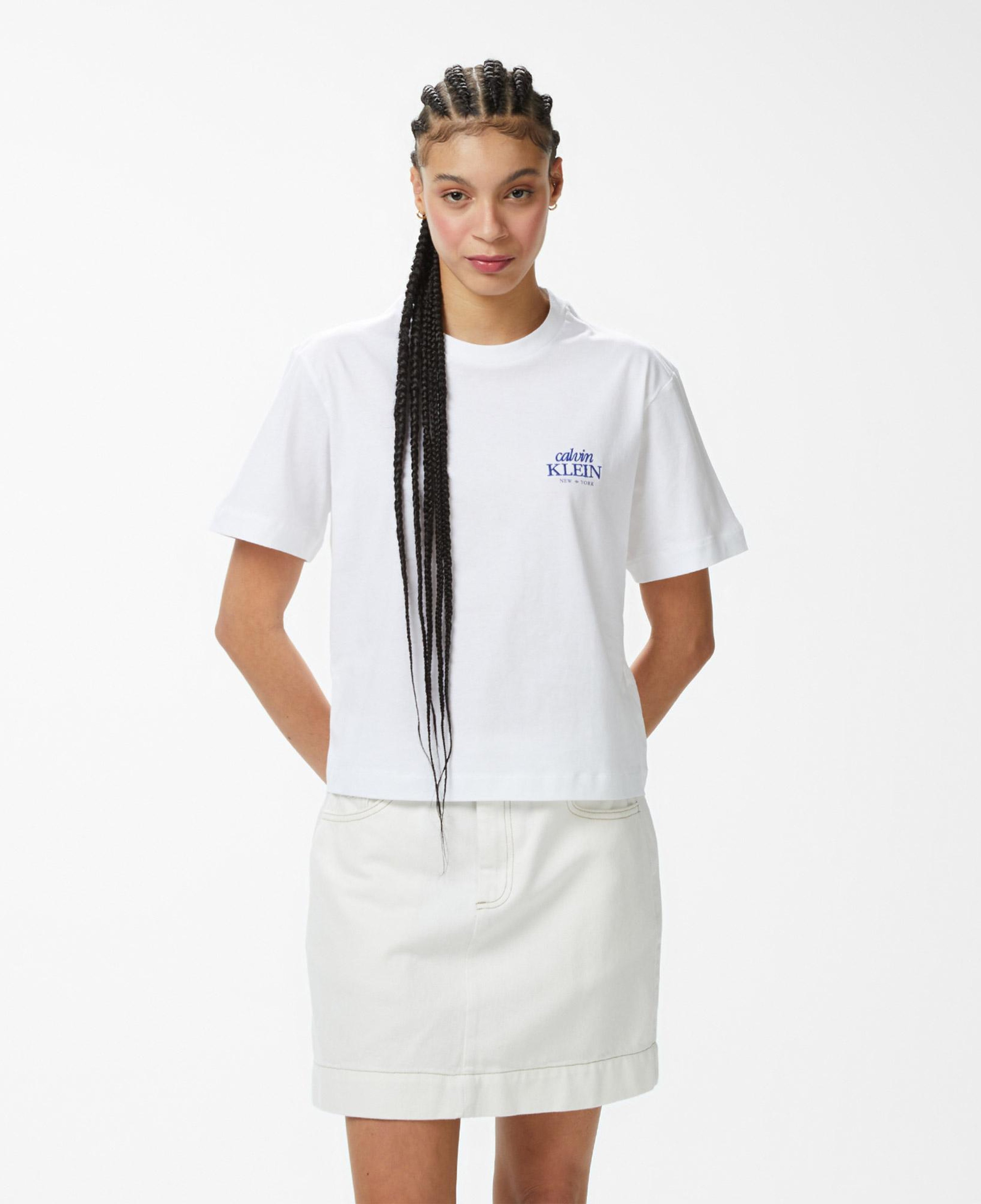 Calvin Klein Boxy Graphic Kadın Beyaz T-Shirt