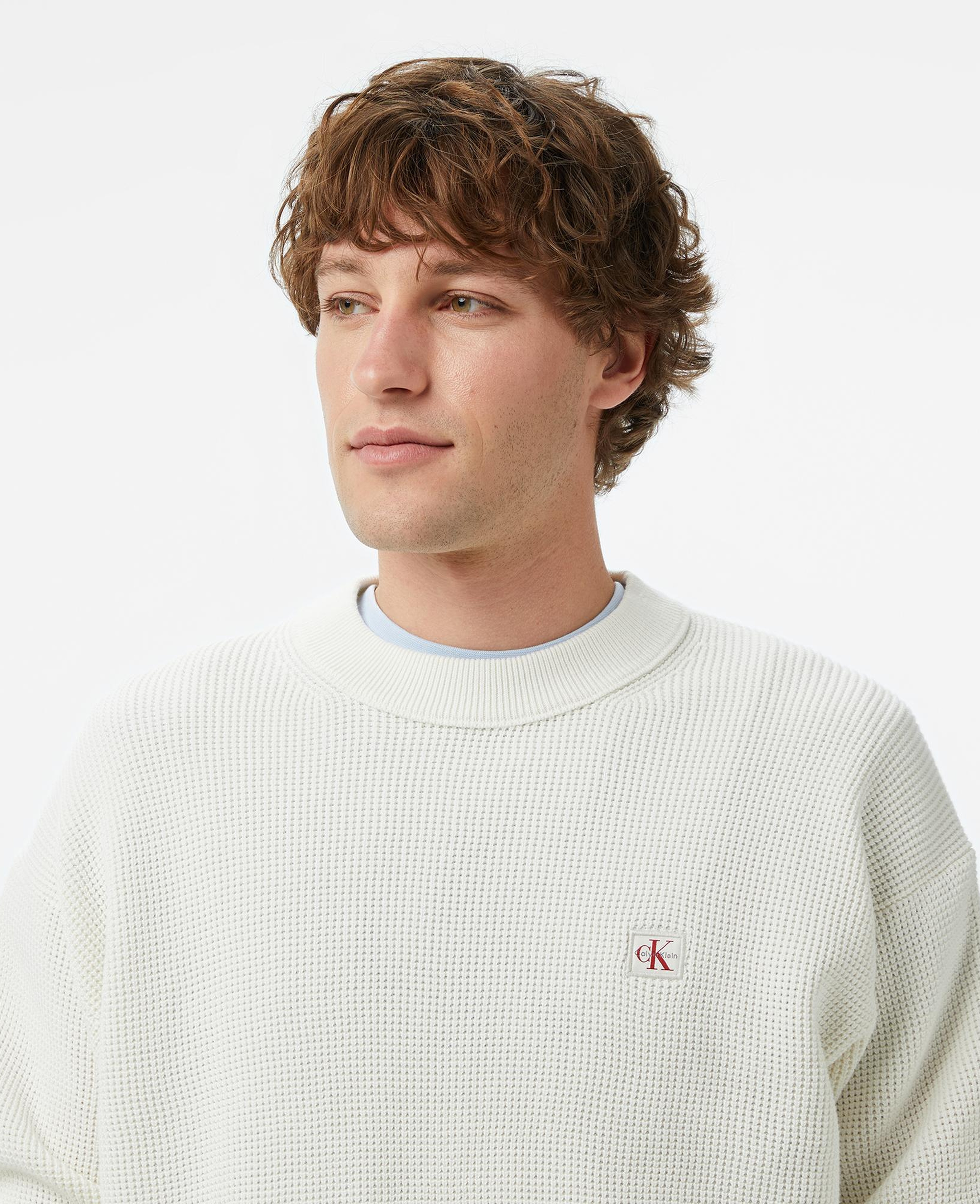 Calvin Klein Cotton Waffle Erkek Beyaz Triko