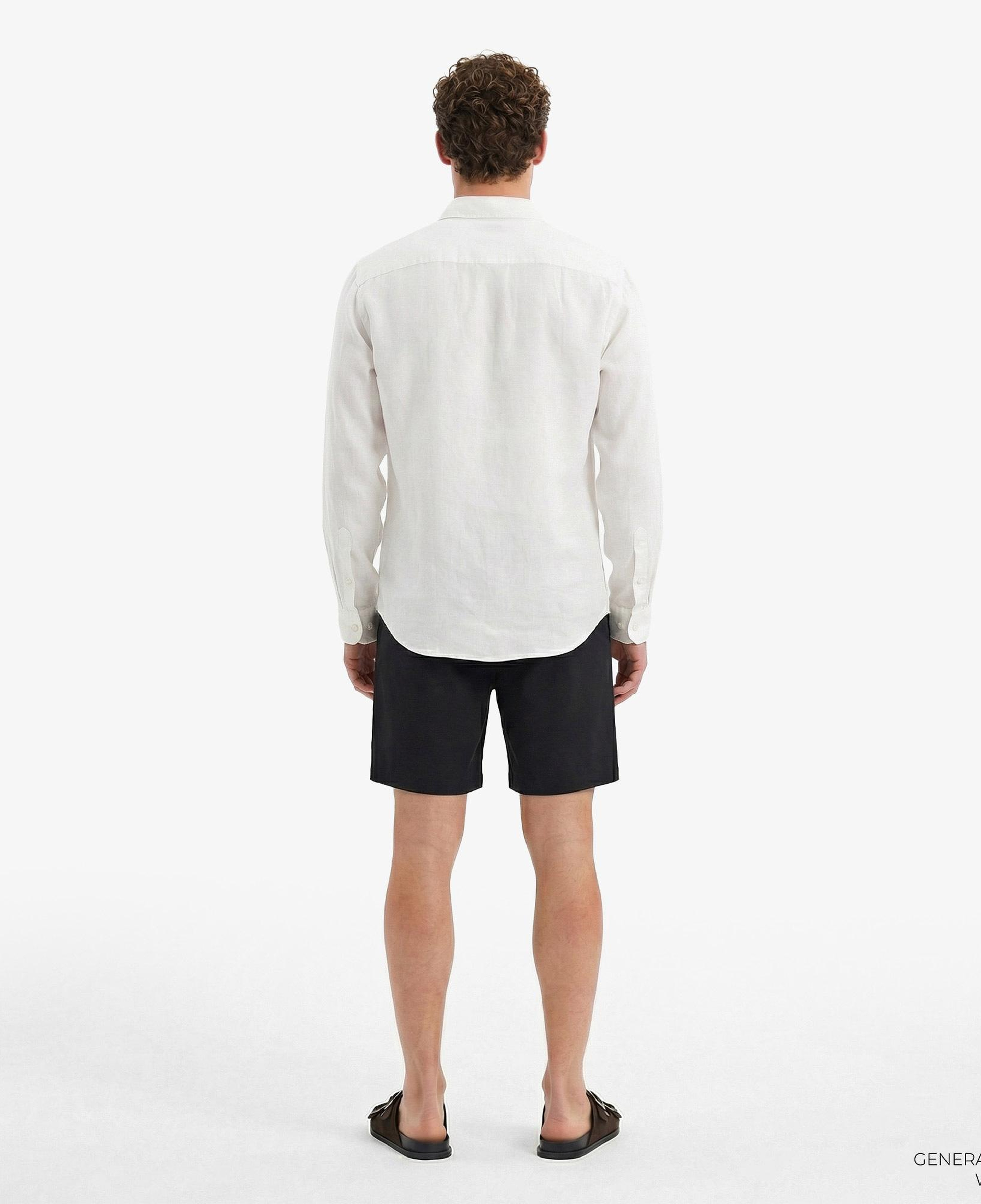 Calvin Klein Solid Casual Linen Classic Erkek Beyaz Gömlek