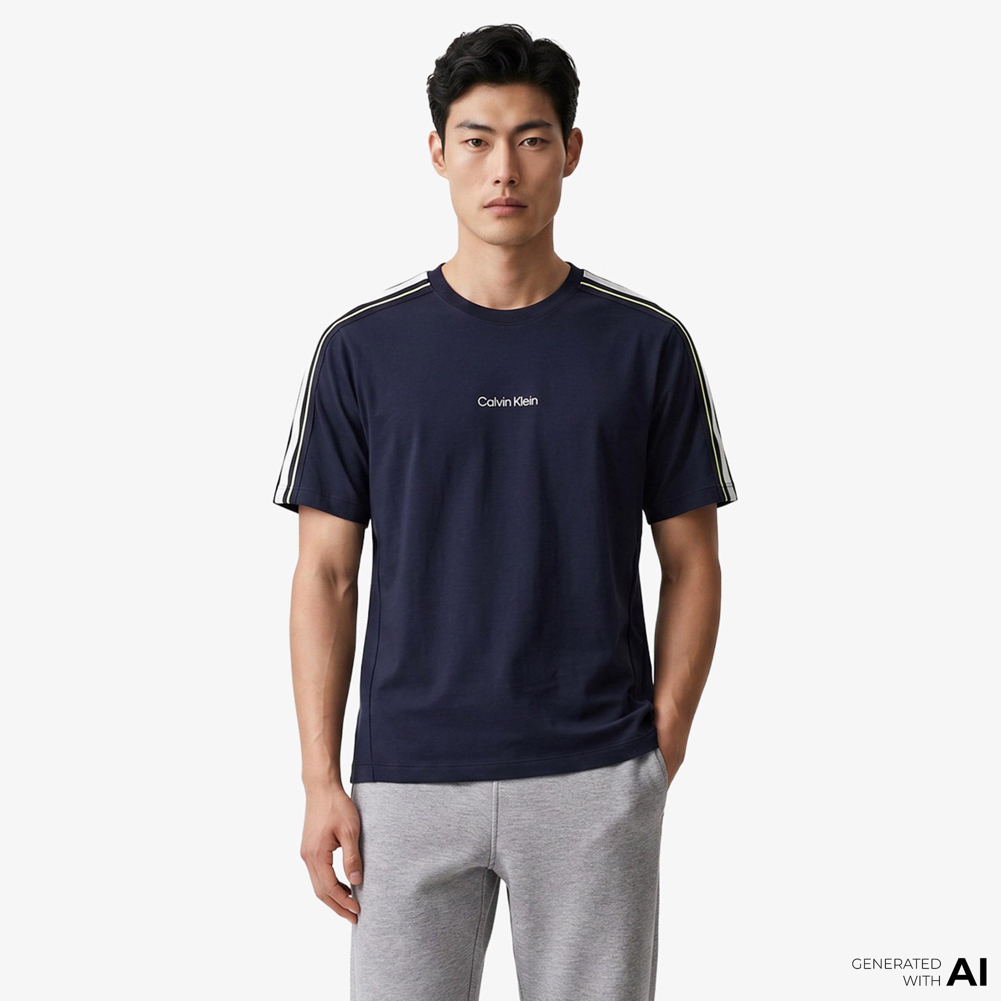 Calvin Klein Tape Erkek Mavi T-Shirt