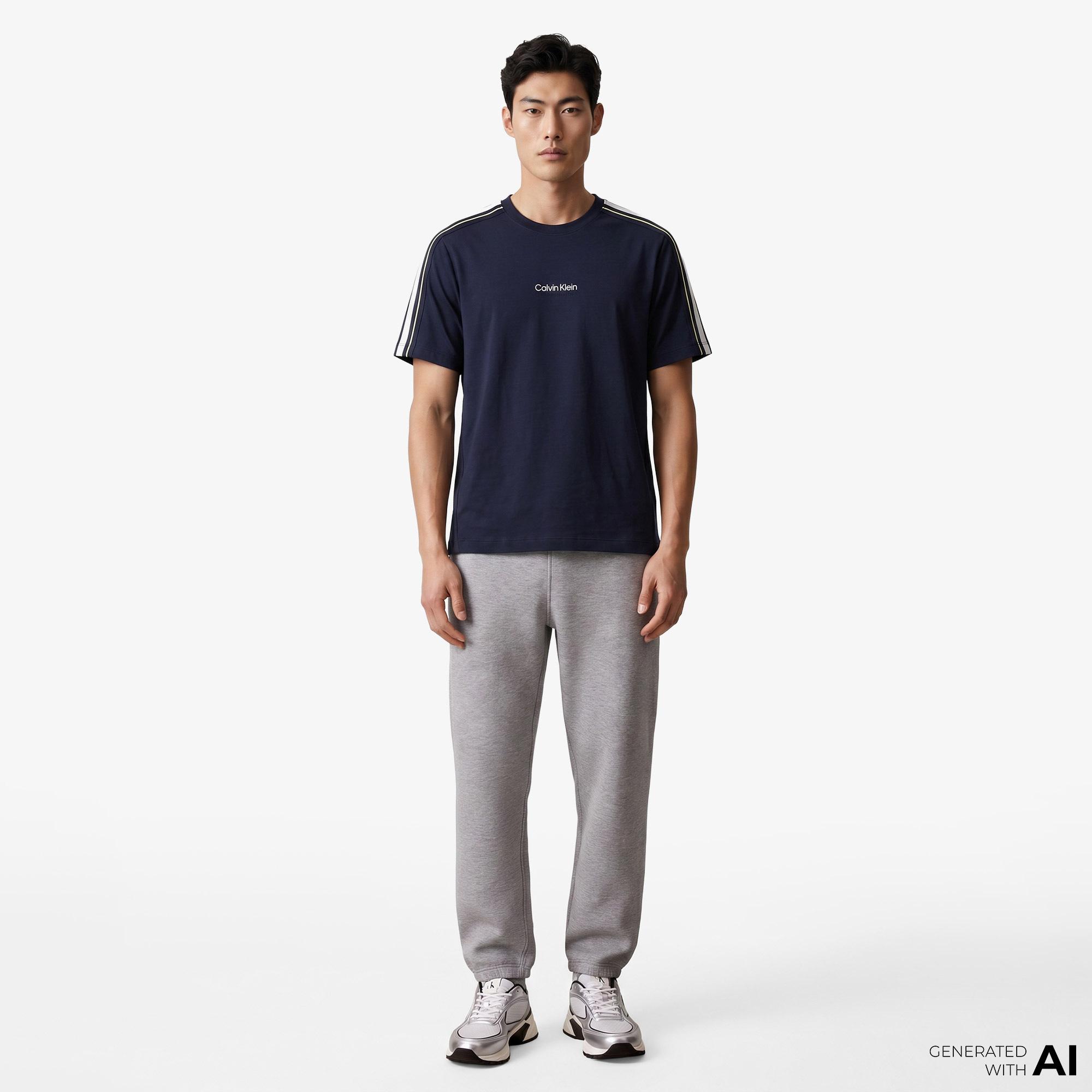 Calvin Klein Tape Erkek Mavi T-Shirt