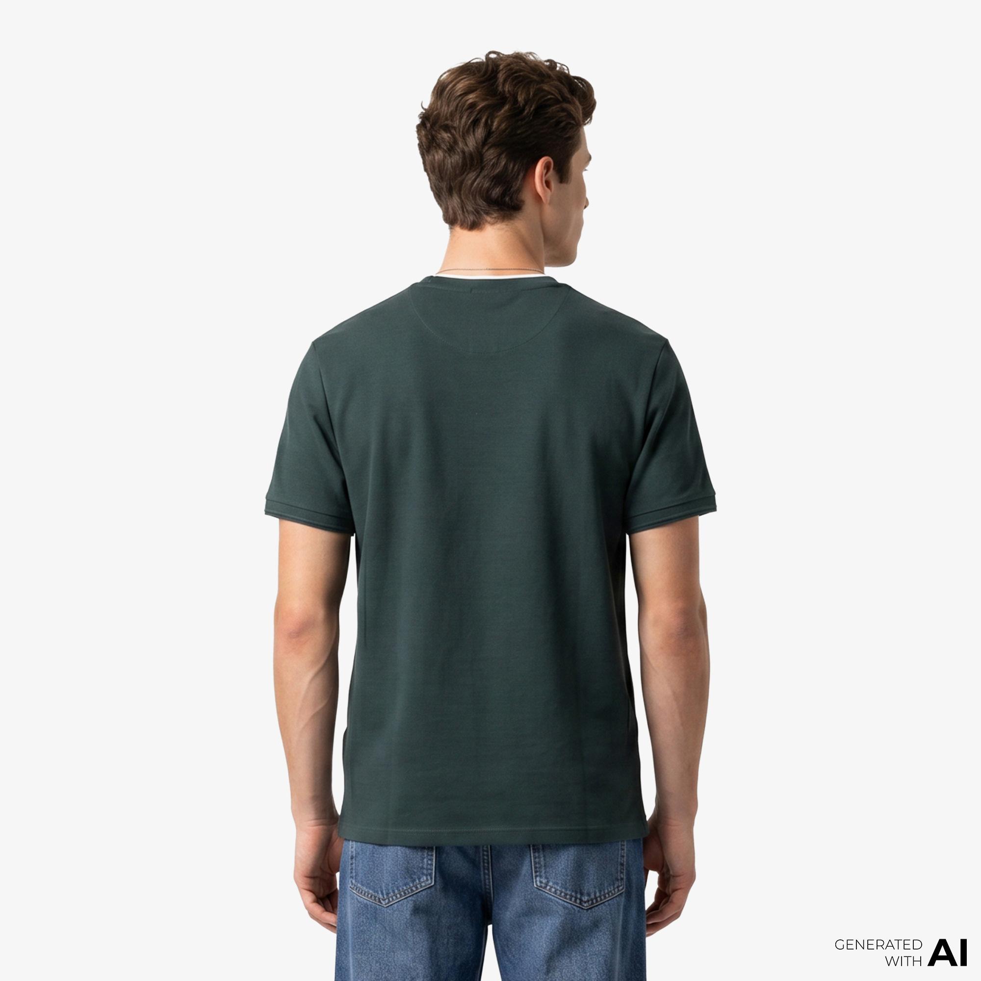 Calvin Klein Tipped Pıque Crewnk  Erkek Yeşil T-Shirt