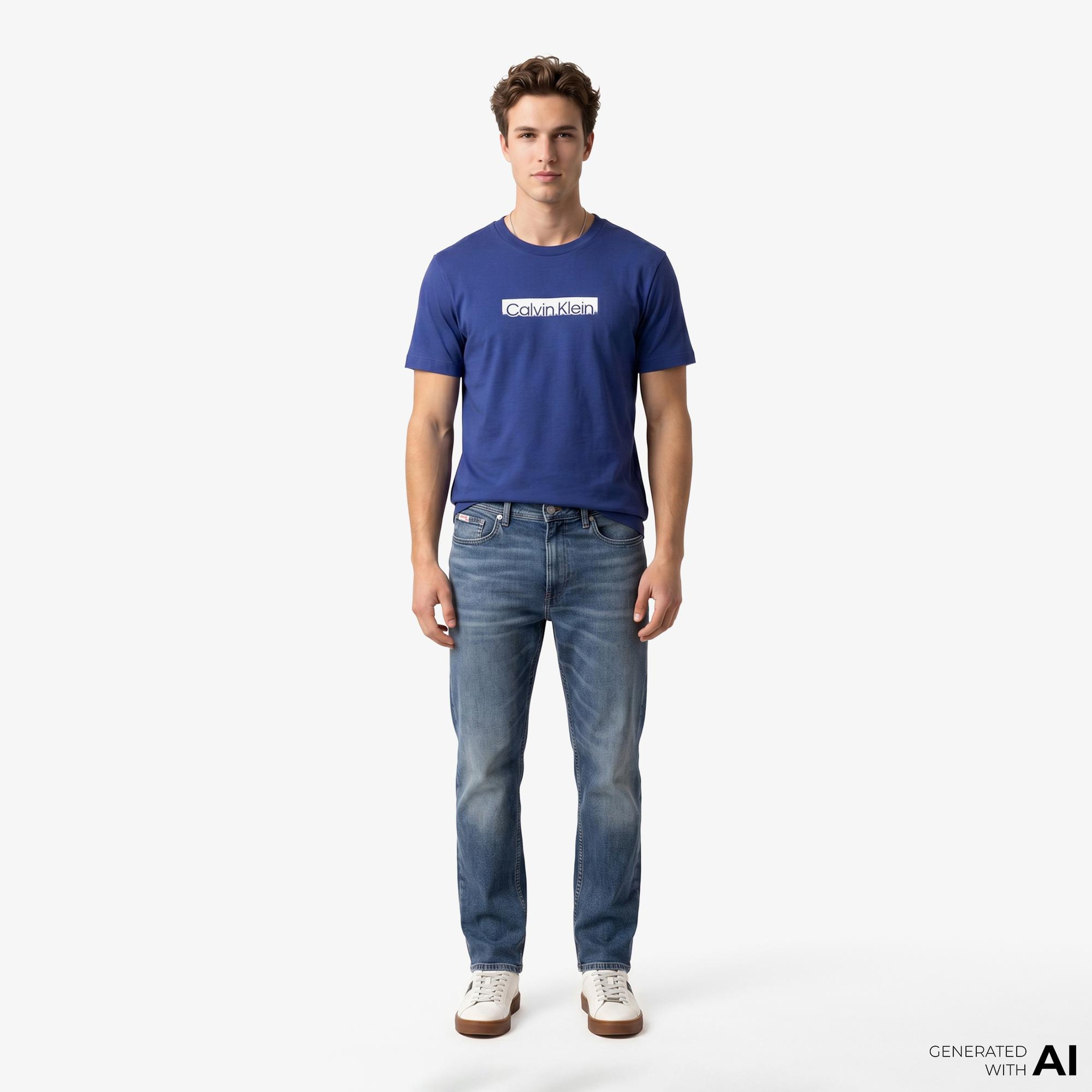 Calvin Klein 20S Sportswear Grap Erkek Mavi T-Shirt