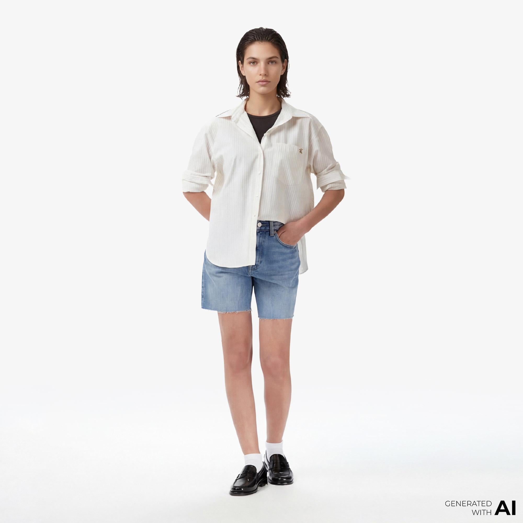 Calvin Klein Cotton Poplin Relaxed Kadın Beyaz Gömlek