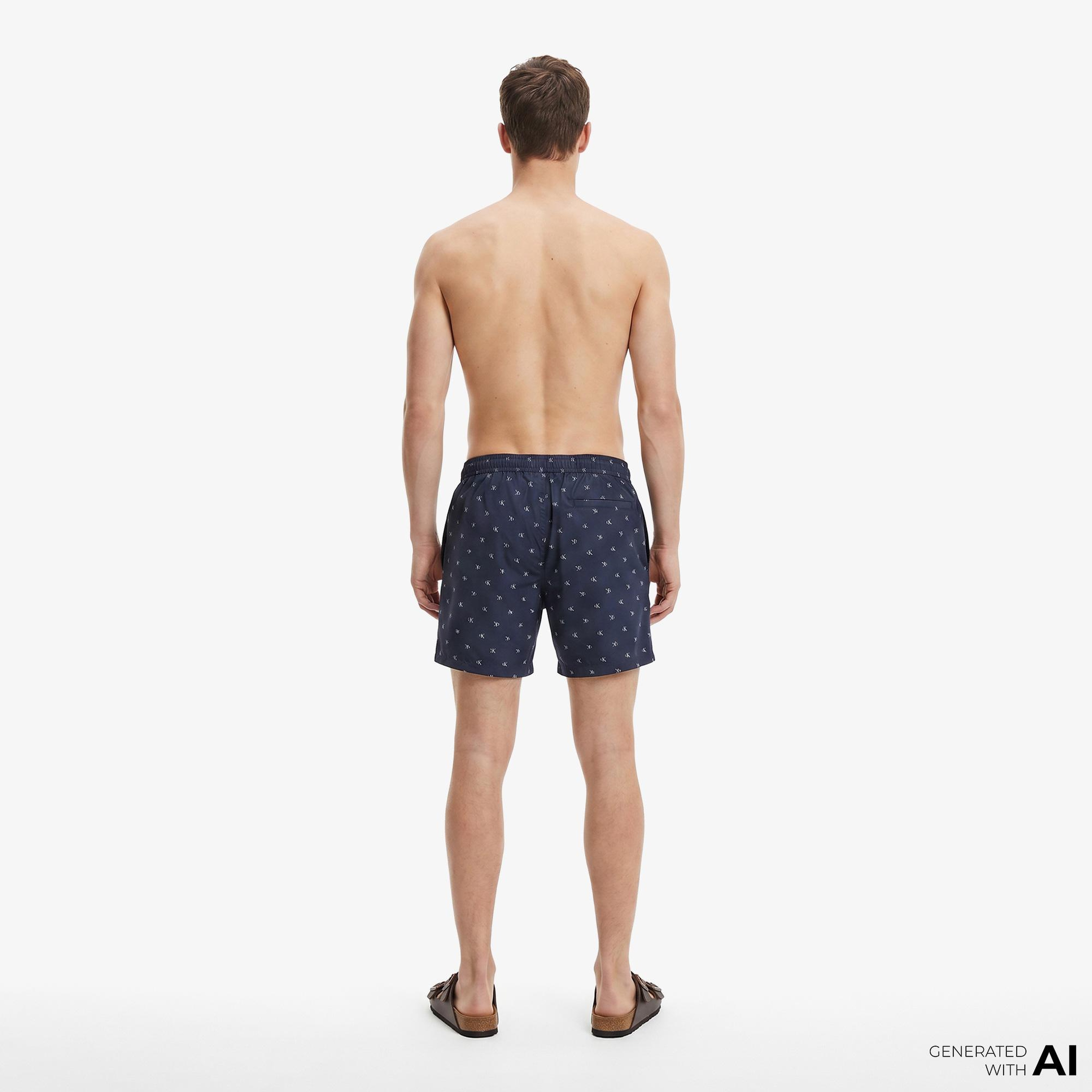 Calvin Klein Medium Drawstring Covered Erkek Mavi Deniz Şortu
