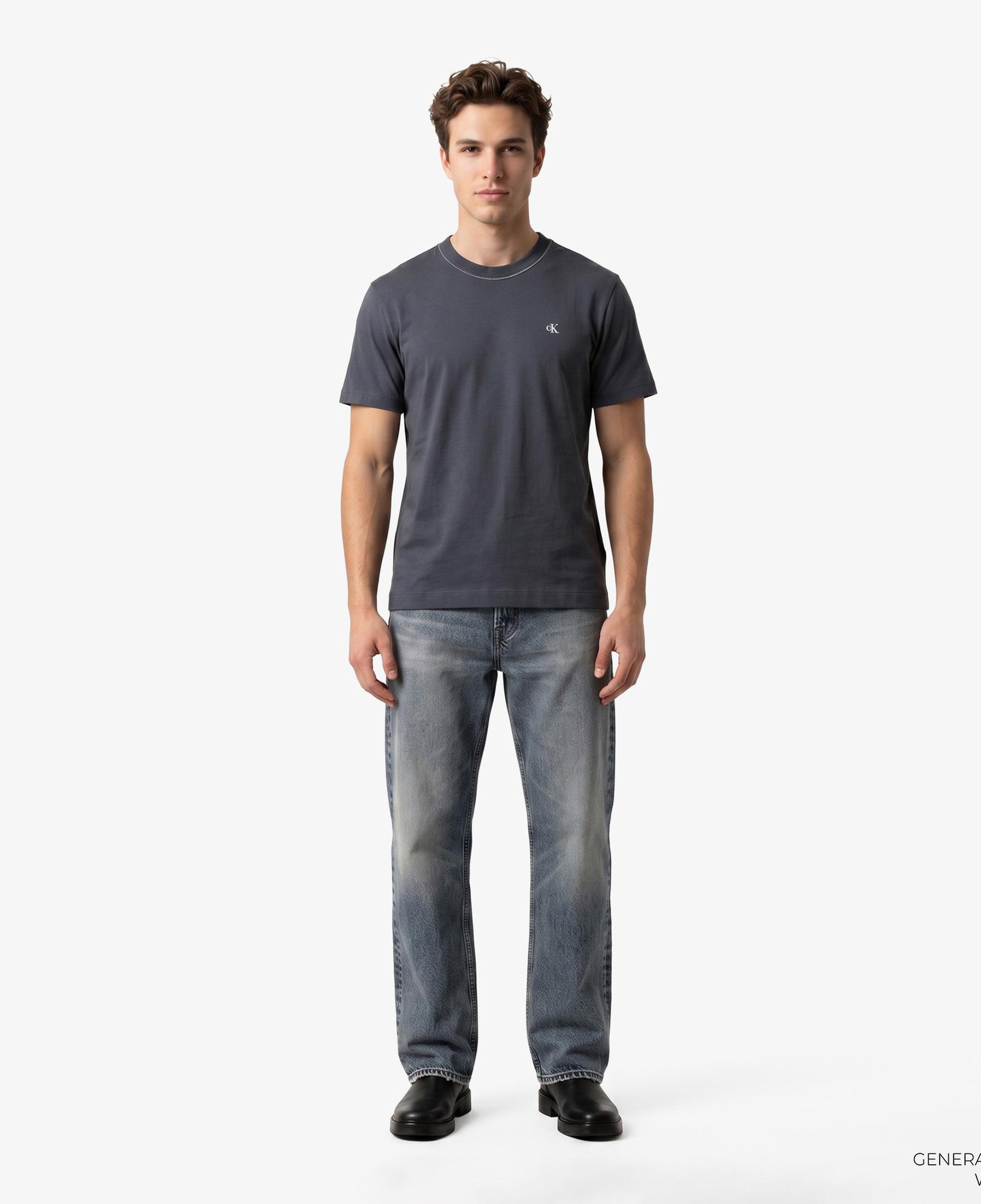 Calvin Klein Contrast Collar Stitch Crewnk Erkek Gri T-Shirt
