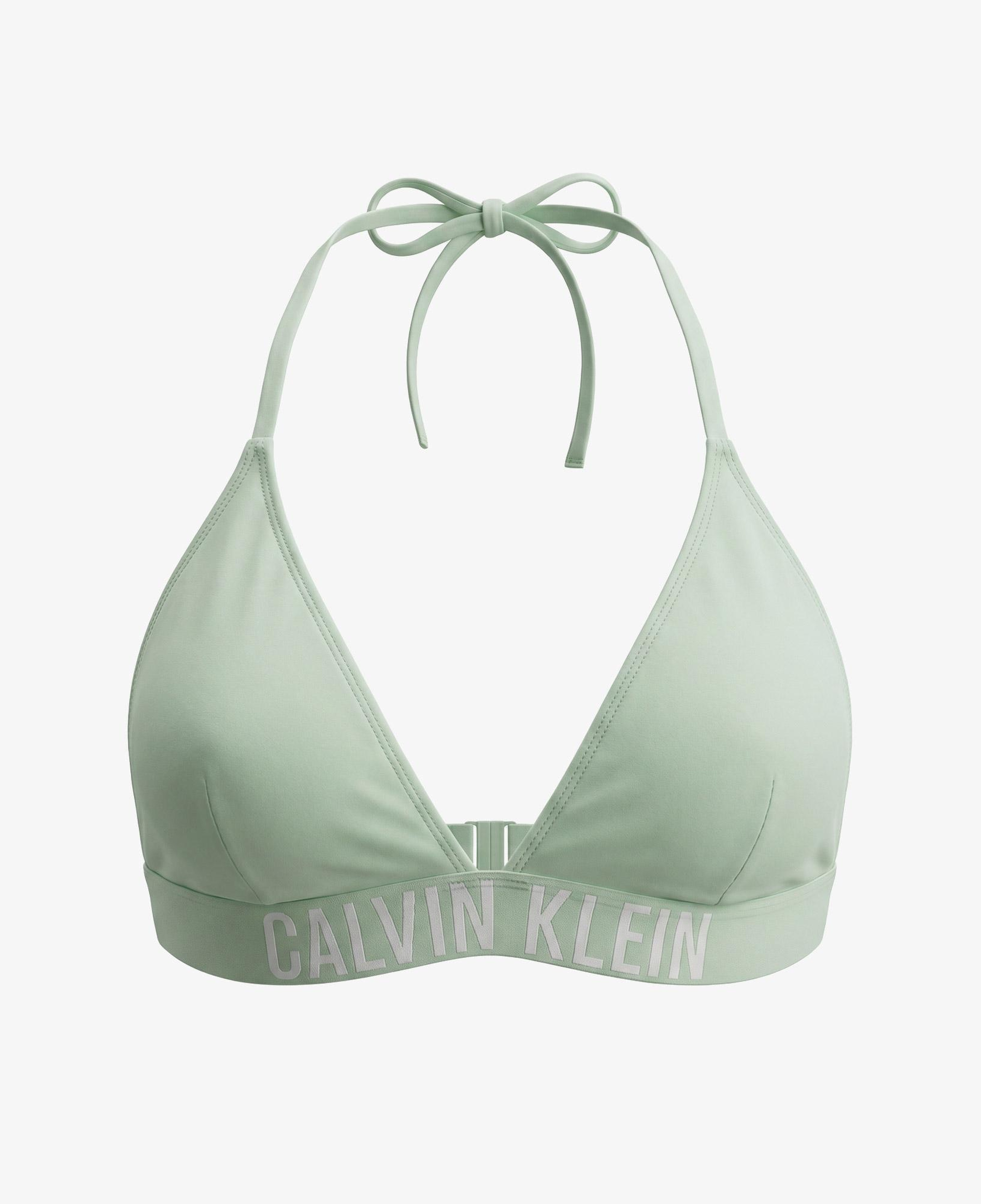 Calvin Klein Halter Triangle Kadın Haki Bikini Üstü