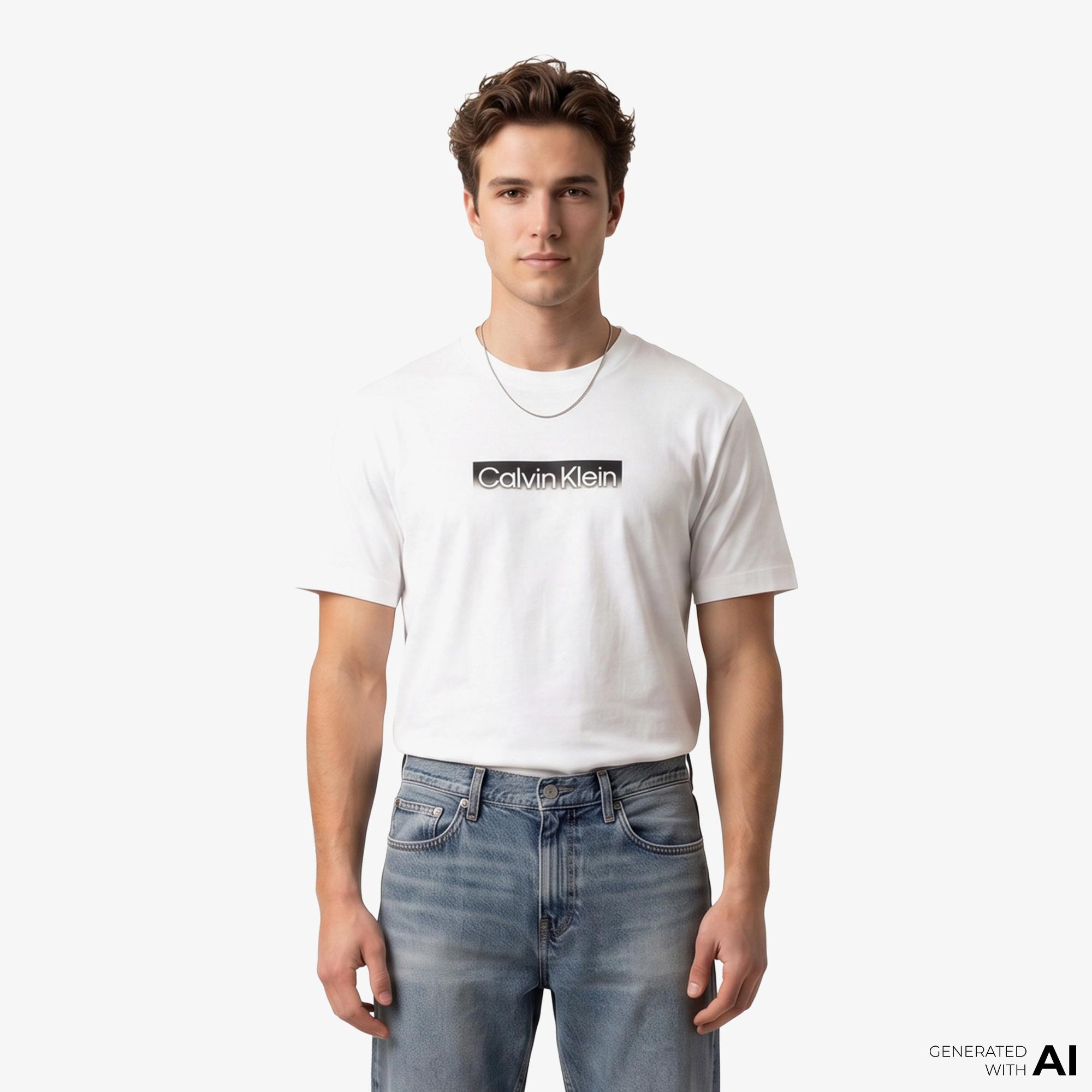 Calvin Klein 20S Sportswear Grap Erkek Beyaz T-Shirt