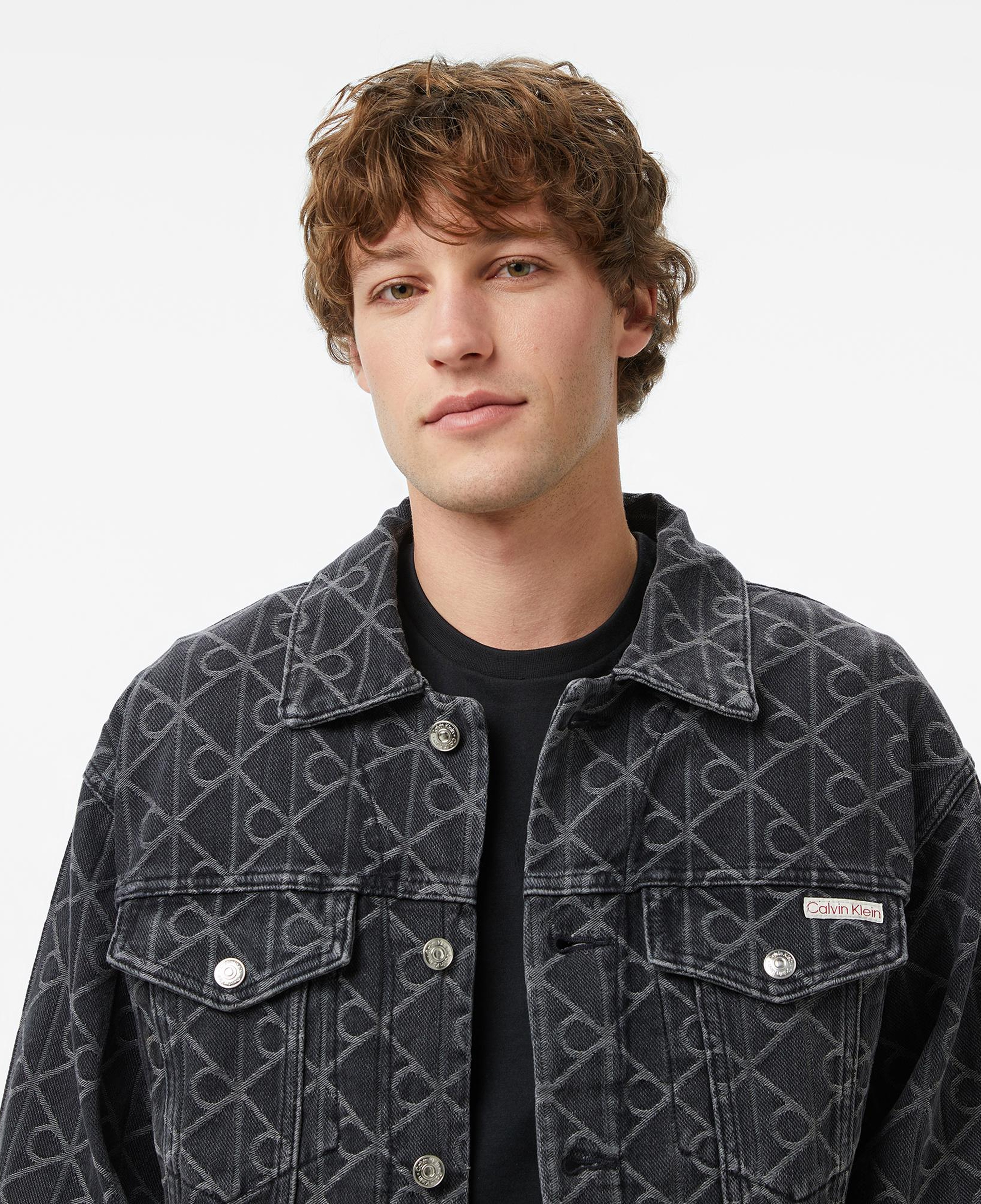 Calvin Klein 90S Black Emblem Jacquard Erkek Siyah Ceket