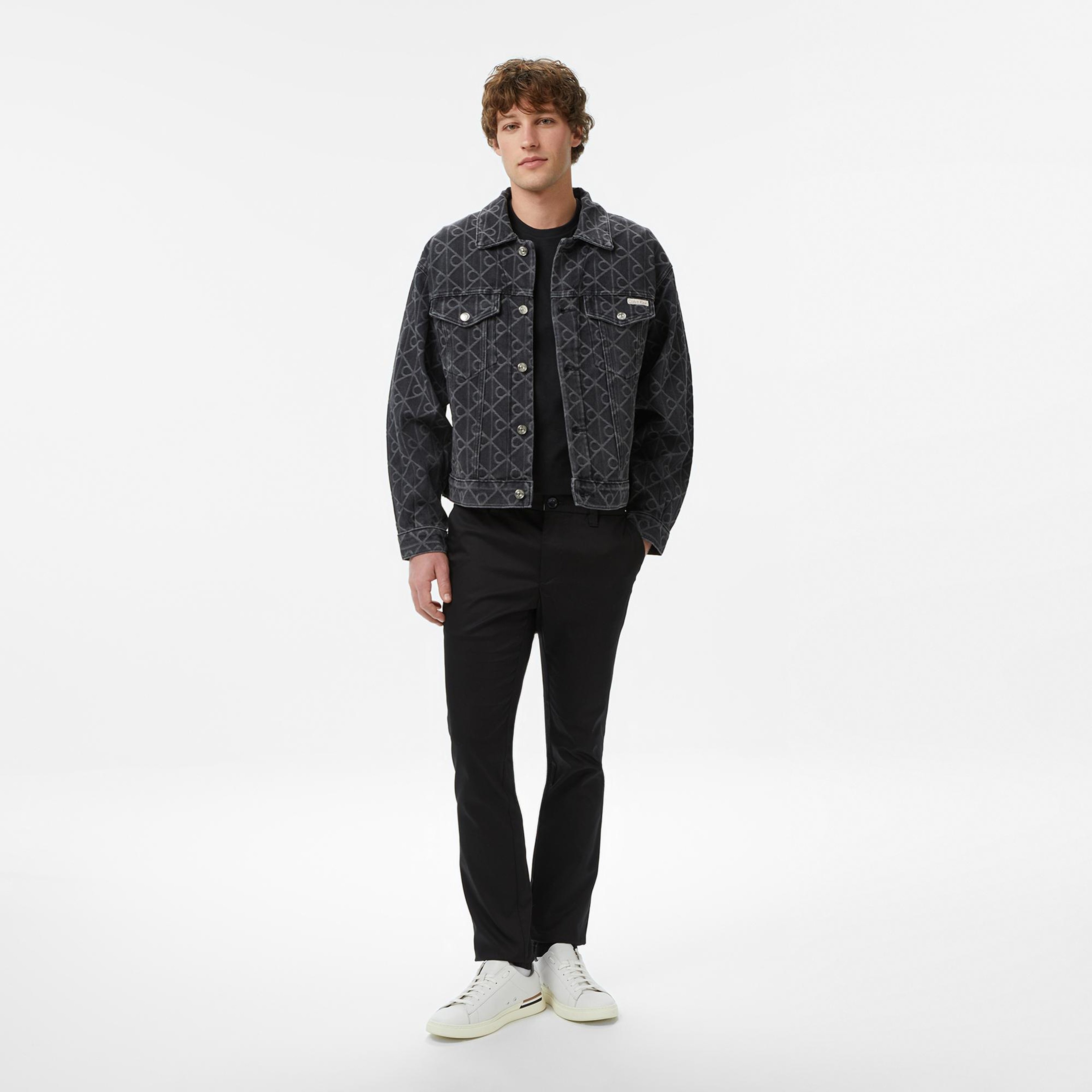 Calvin Klein 90S Black Emblem Jacquard Erkek Siyah Ceket