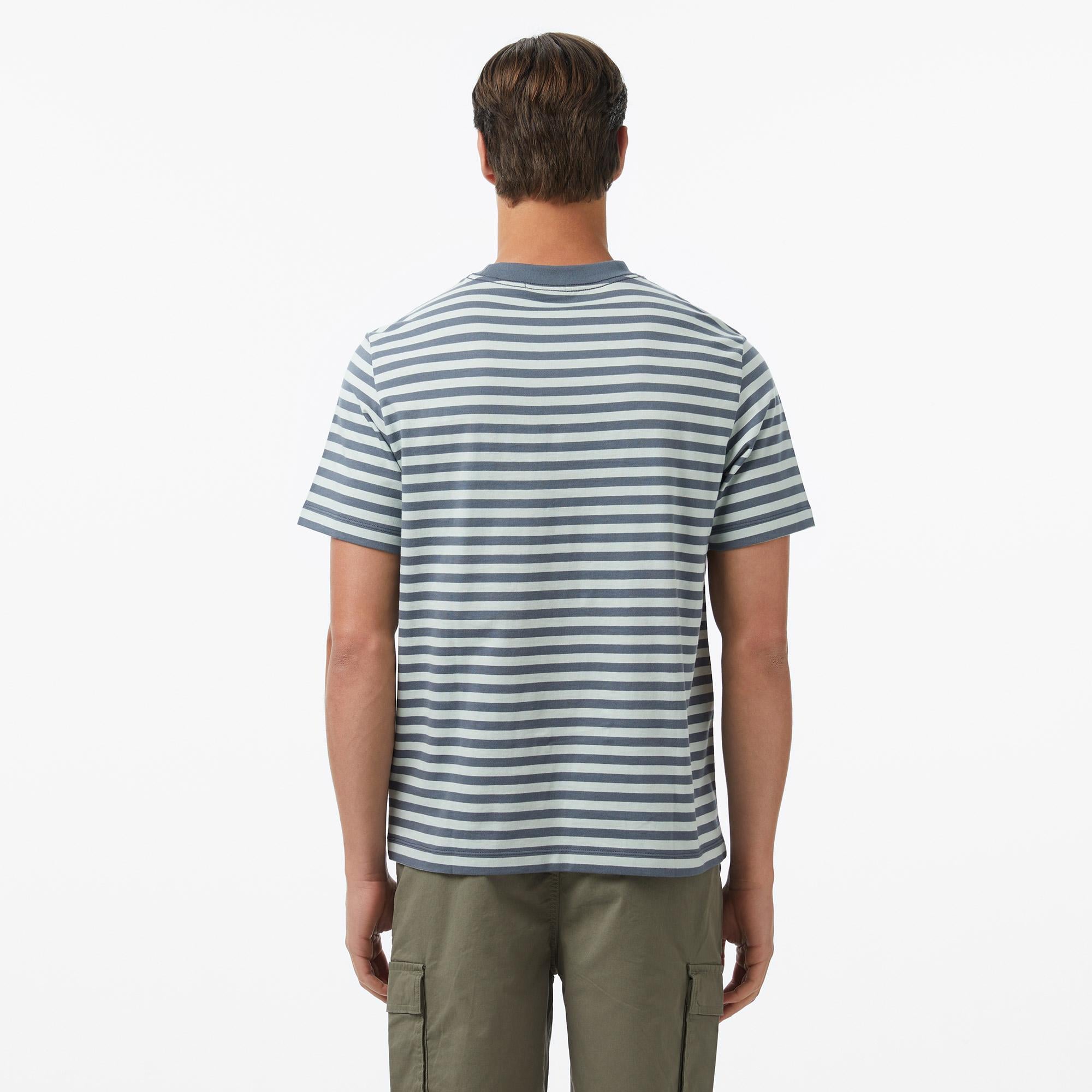 Calvin Klein 20S Stripe Jersey Monologo Erkek Gri T-Shirt
