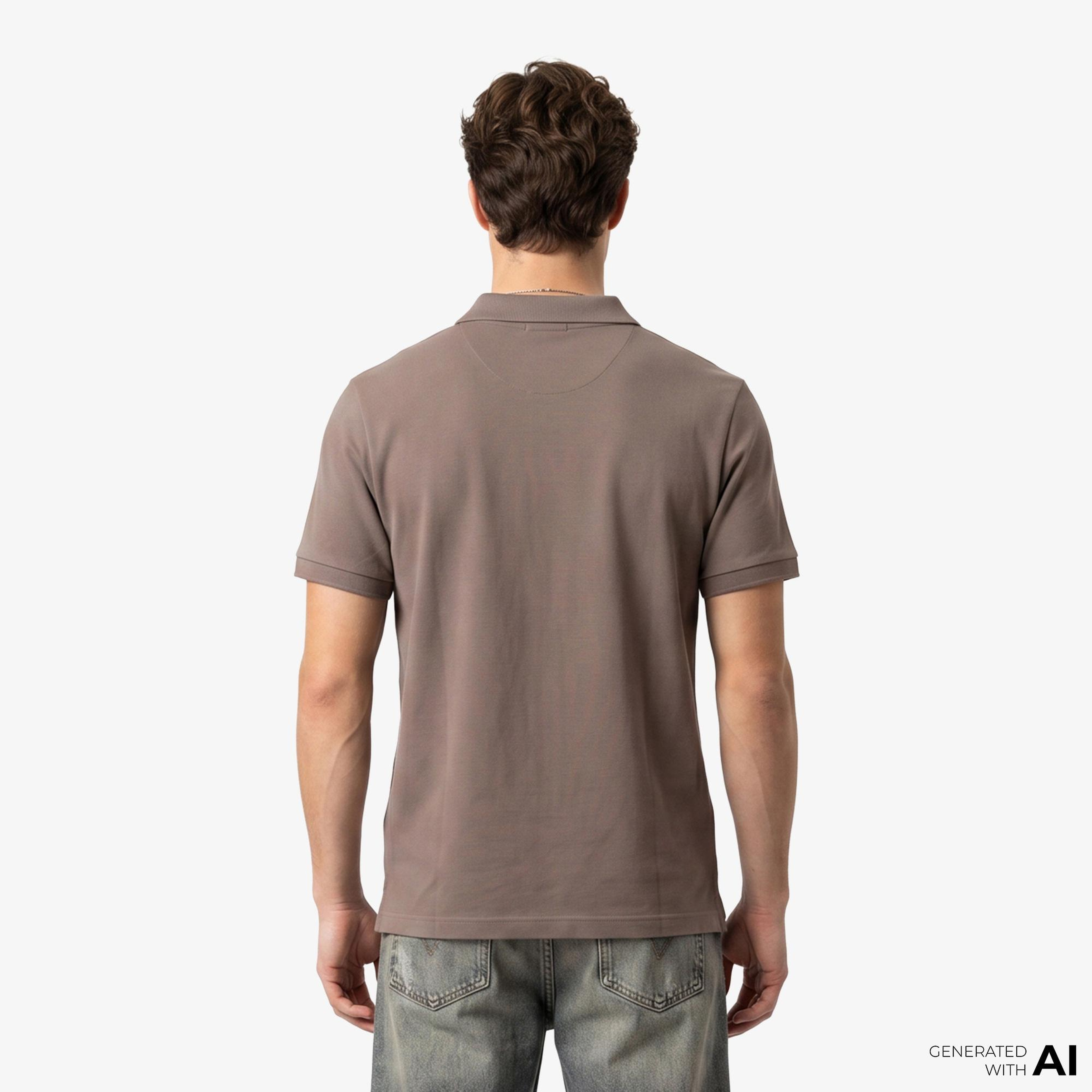 Calvin Klein Open Collar Casual Pique Erkek Kahverengi Polo