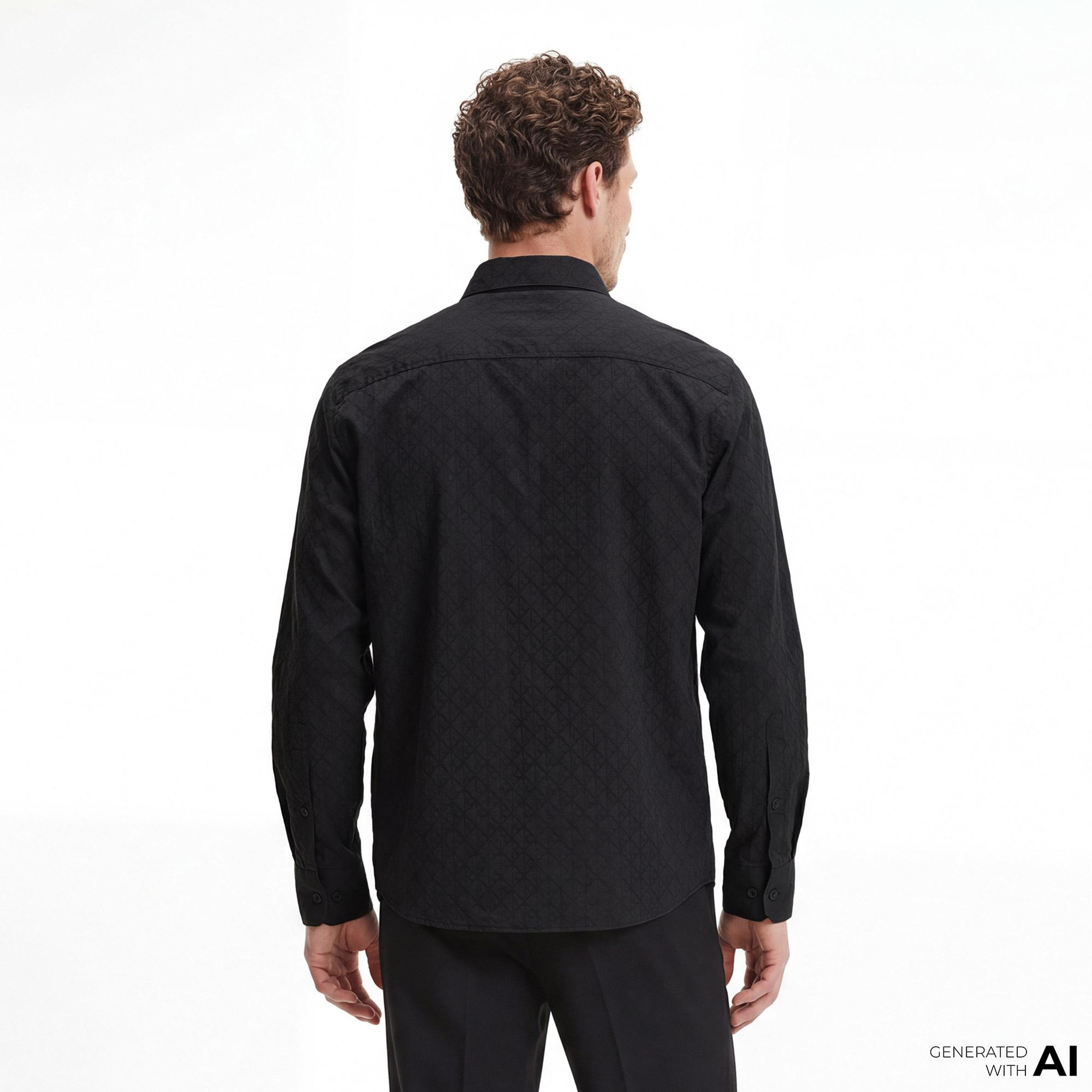 Calvin Klein Jacquard Easy Erkek Siyah Gömlek