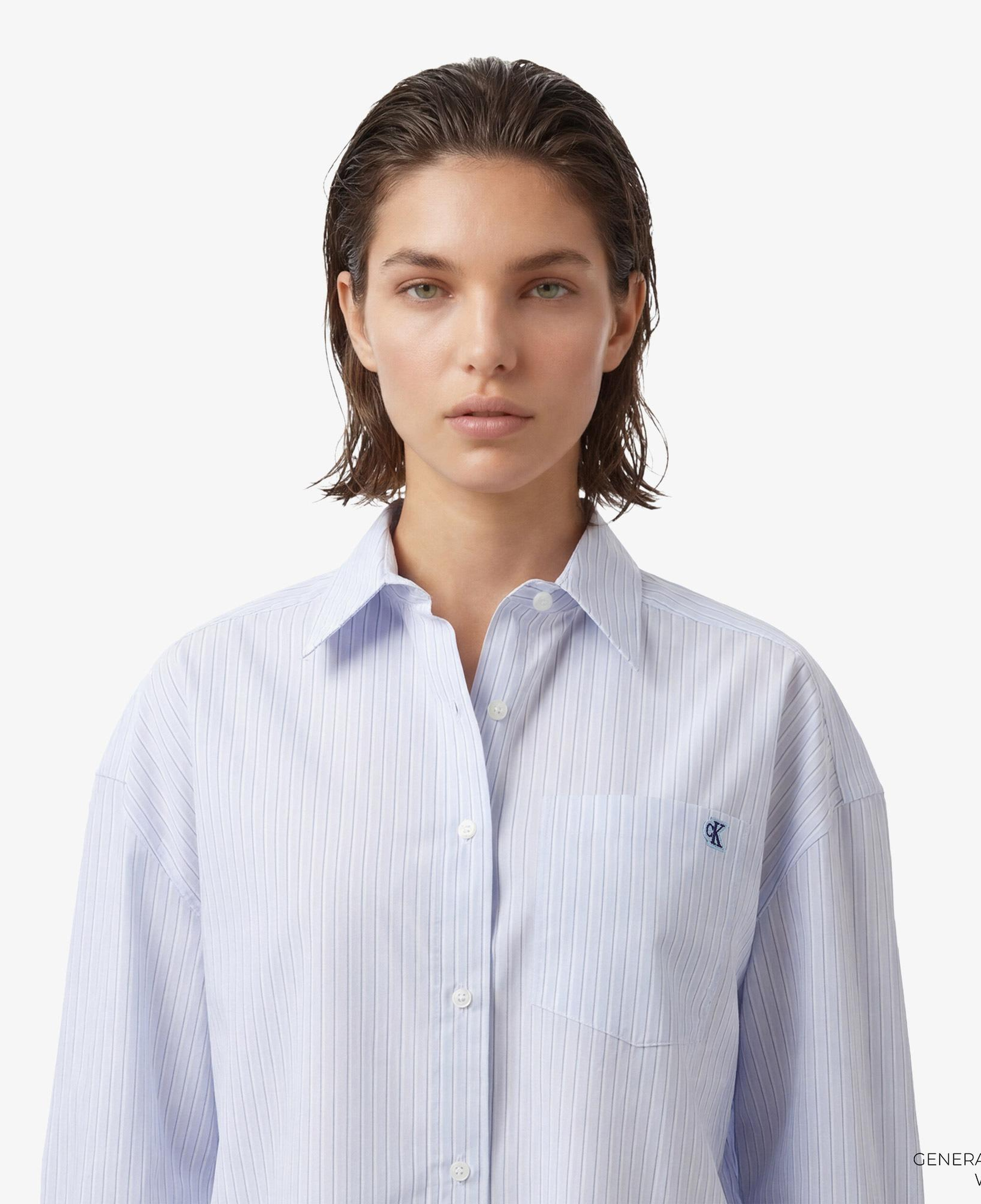 Calvin Klein Cotton Poplin Cropped Kadın Mavi Gömlek