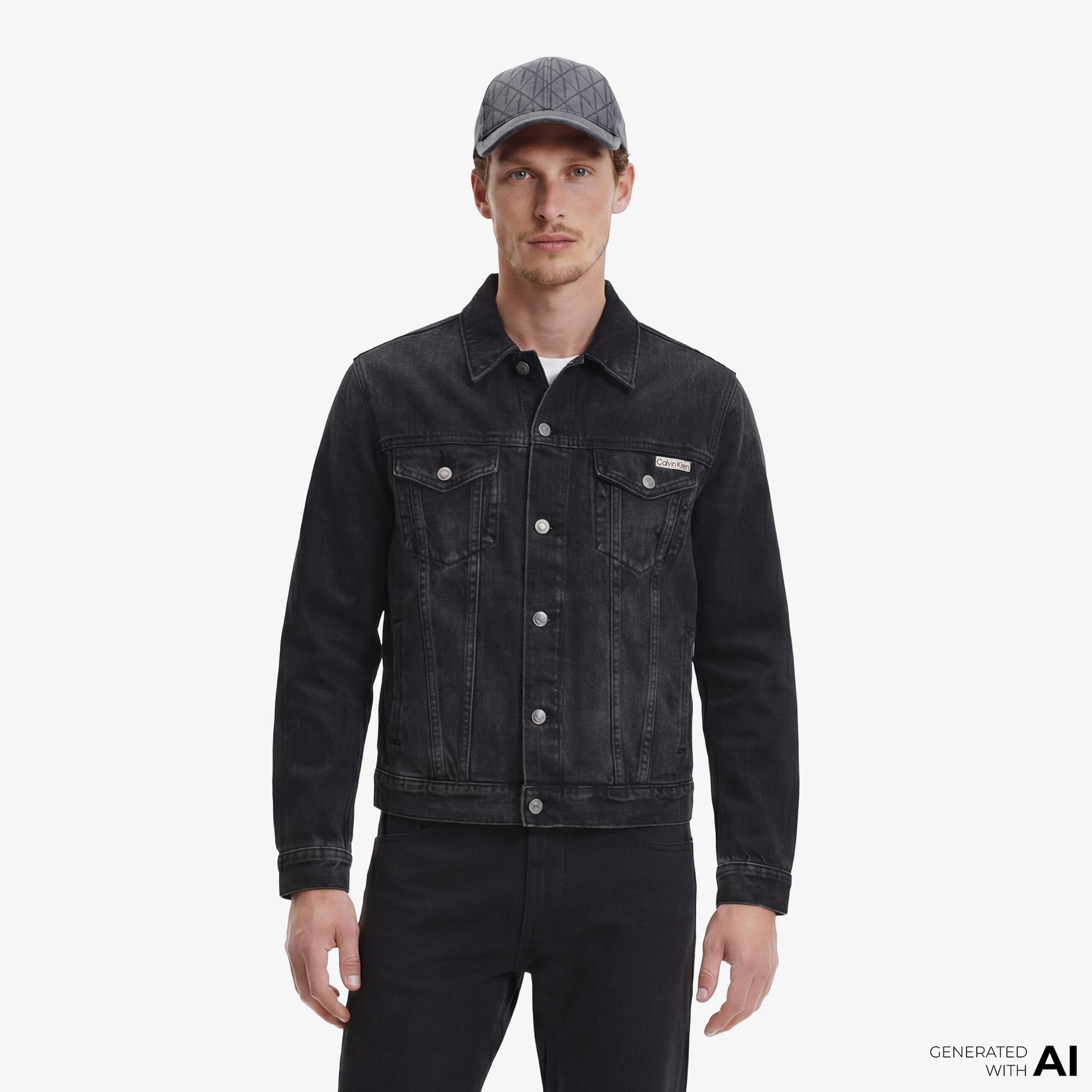 Calvin Klein Black Classic Trucker Erkek Siyah Ceket