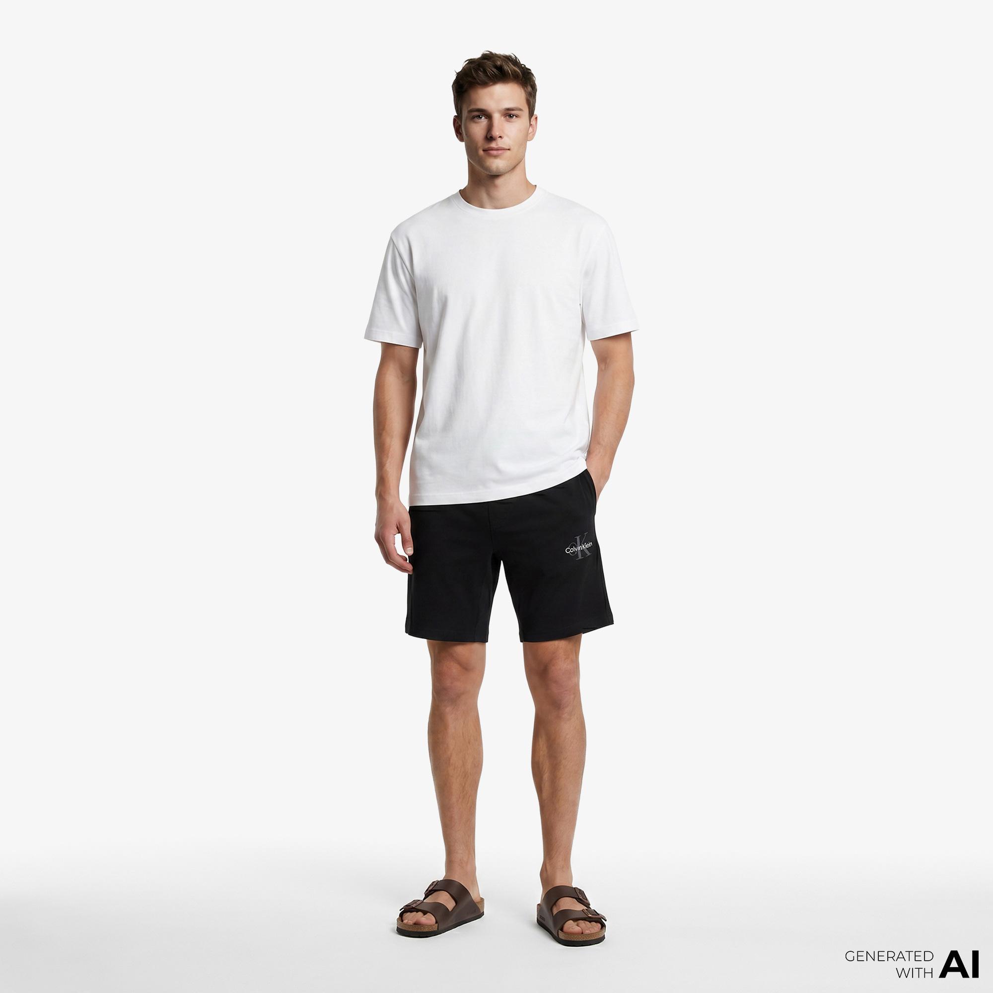 Calvin Klein Monogram Sleep Short Erkek Siyah Üst Pijama
