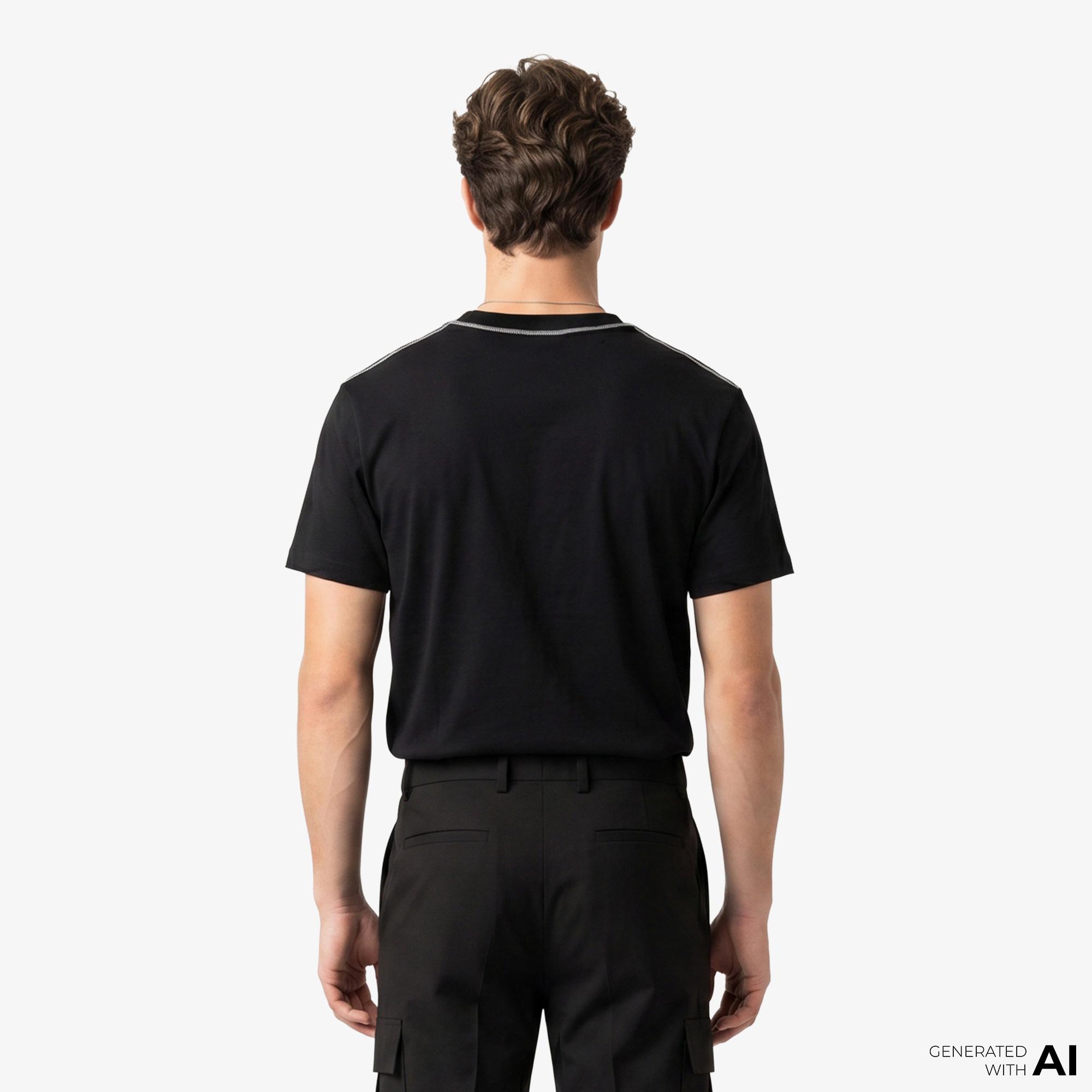 Calvin Klein Contrast Collar Stitch Crewnk Erkek Siyah T-Shirt