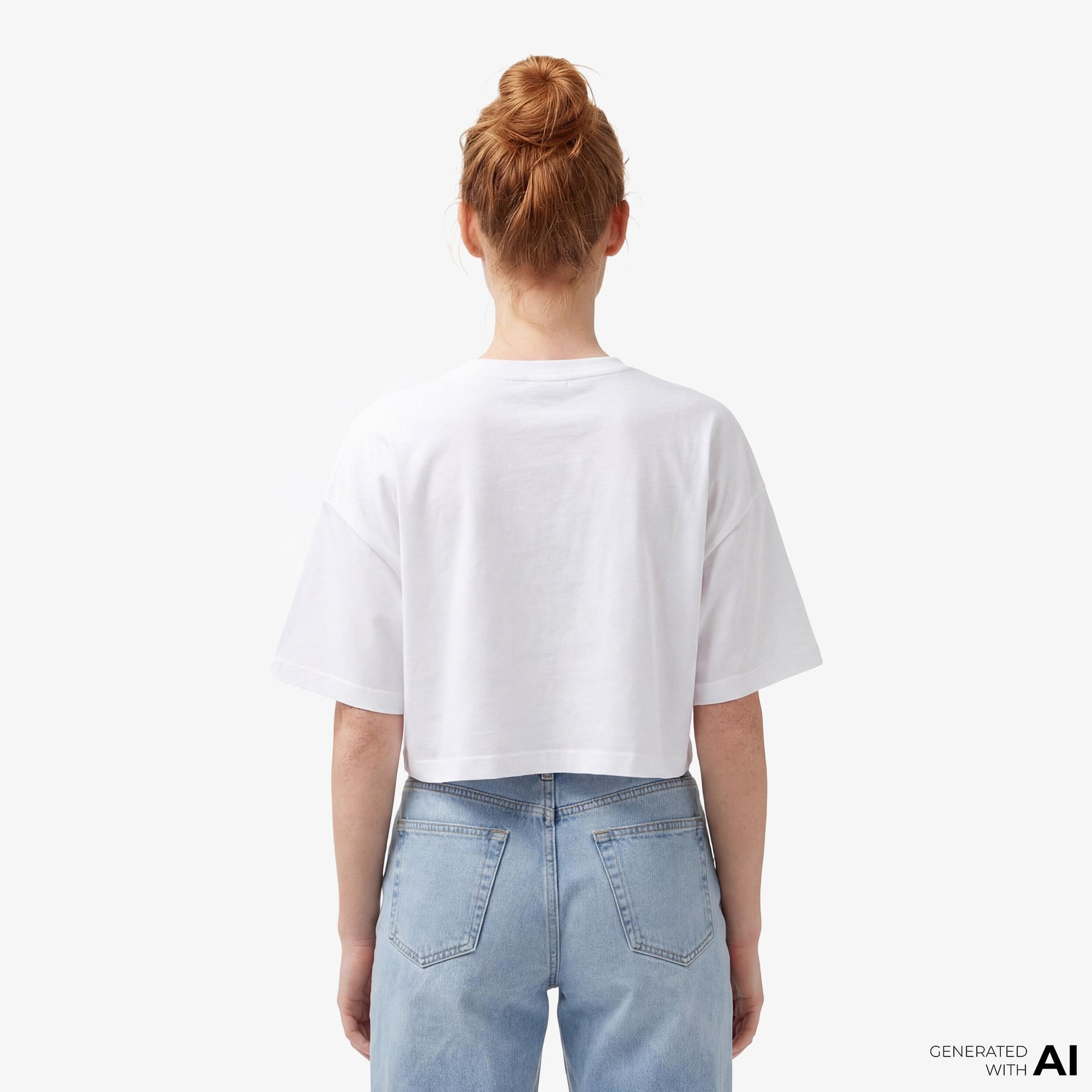 Calvin Klein Boxy Crop Monologo Kadın Beyaz T-Shirt
