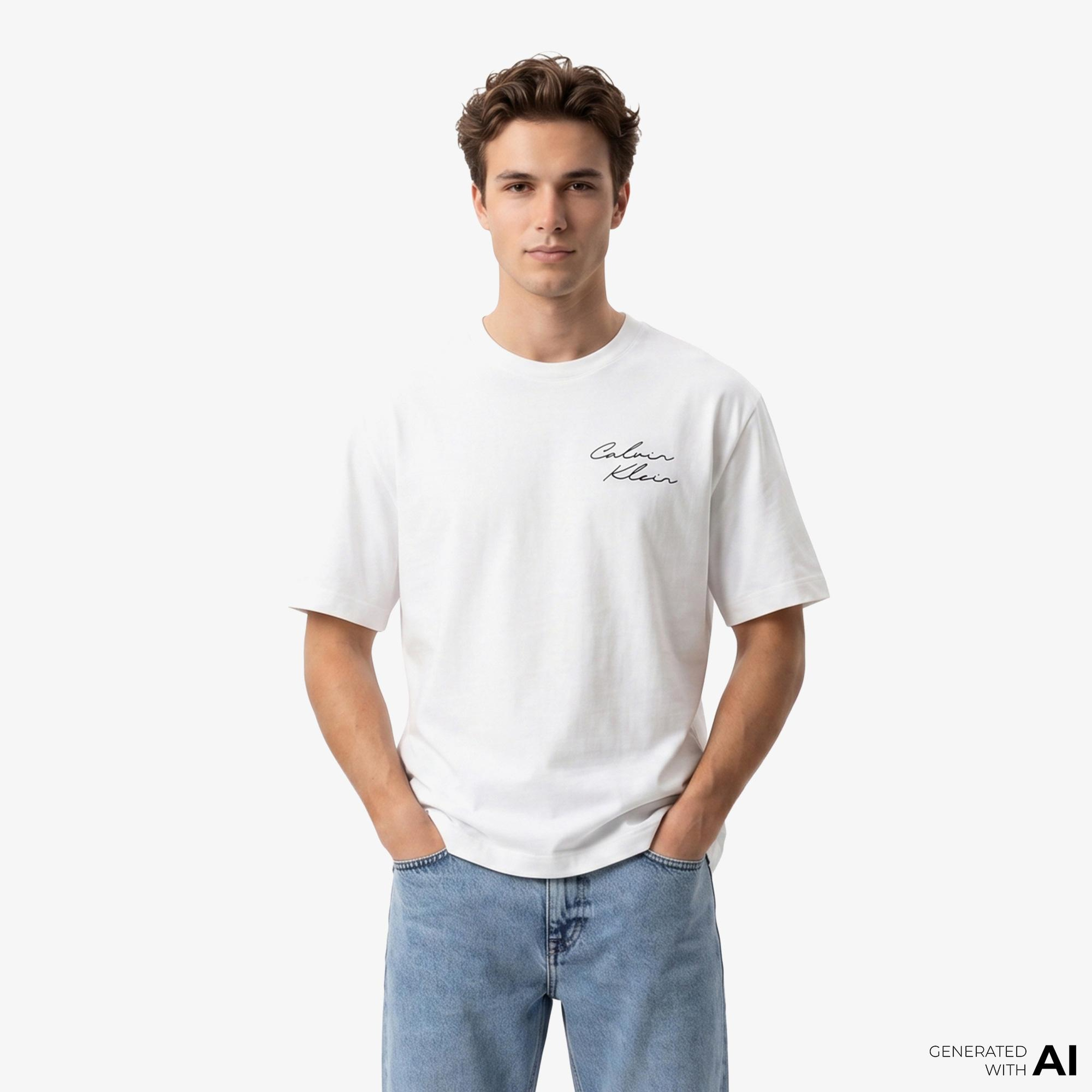 Calvin Klein April Graphic Seasonal Fashi Erkek Beyaz T-Shirt