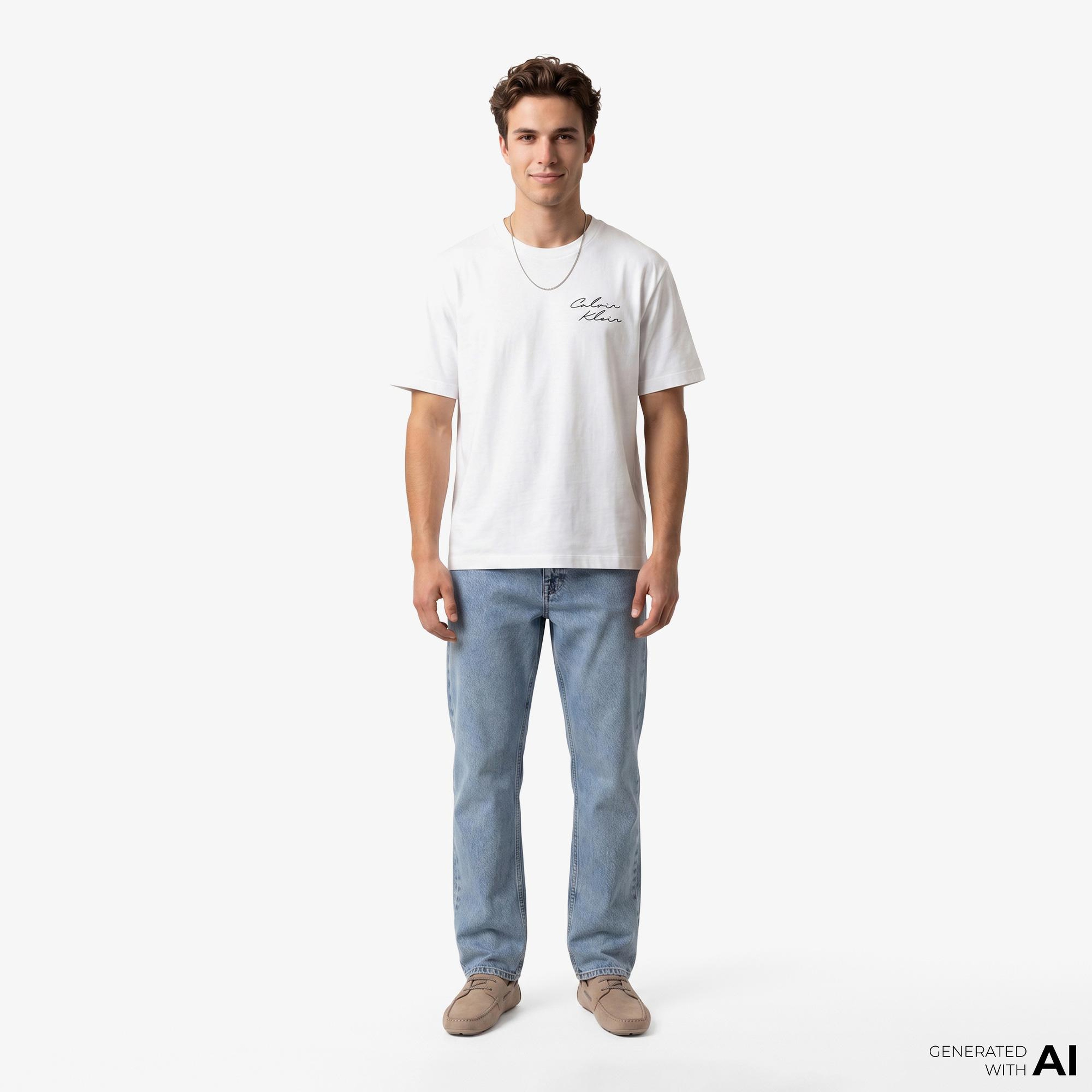 Calvin Klein April Graphic Seasonal Fashi Erkek Beyaz T-Shirt