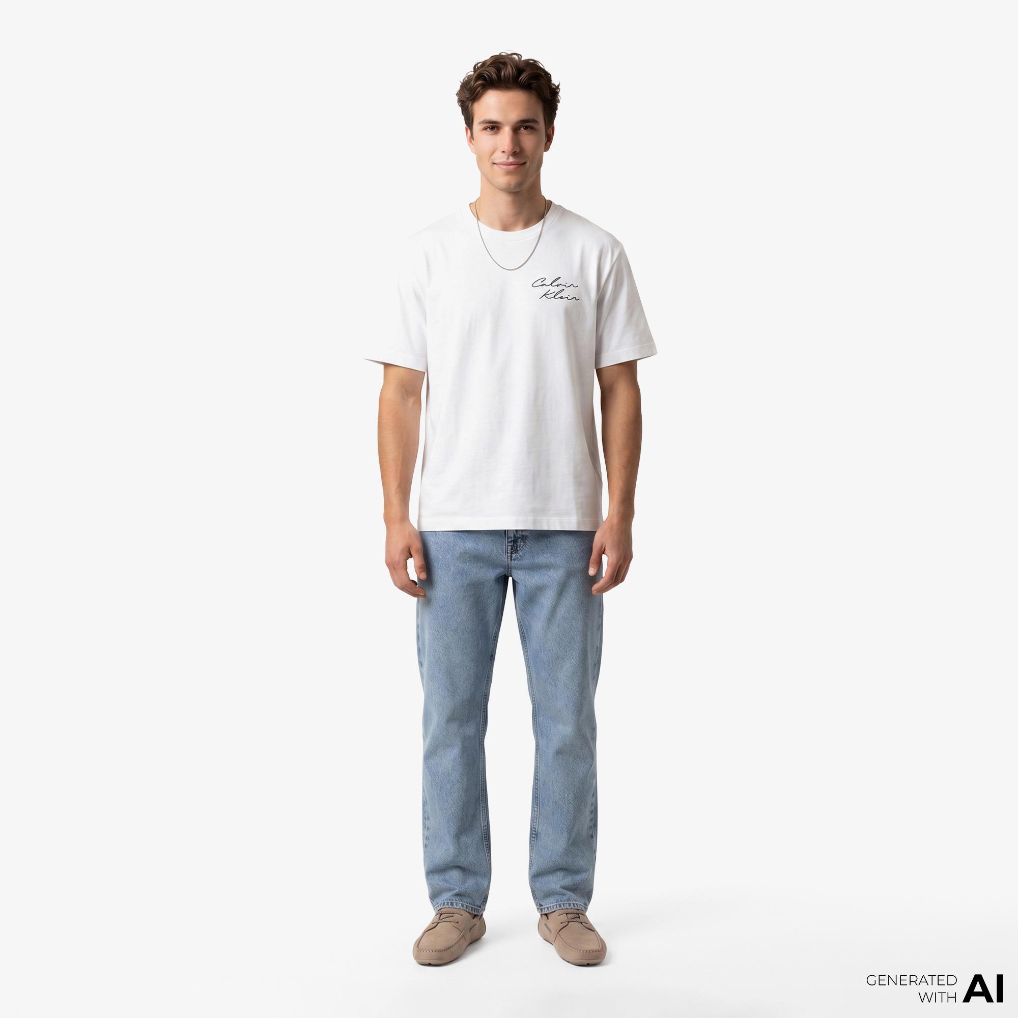 Calvin Klein April Graphic Seasonal Fashi Erkek Beyaz T-Shirt