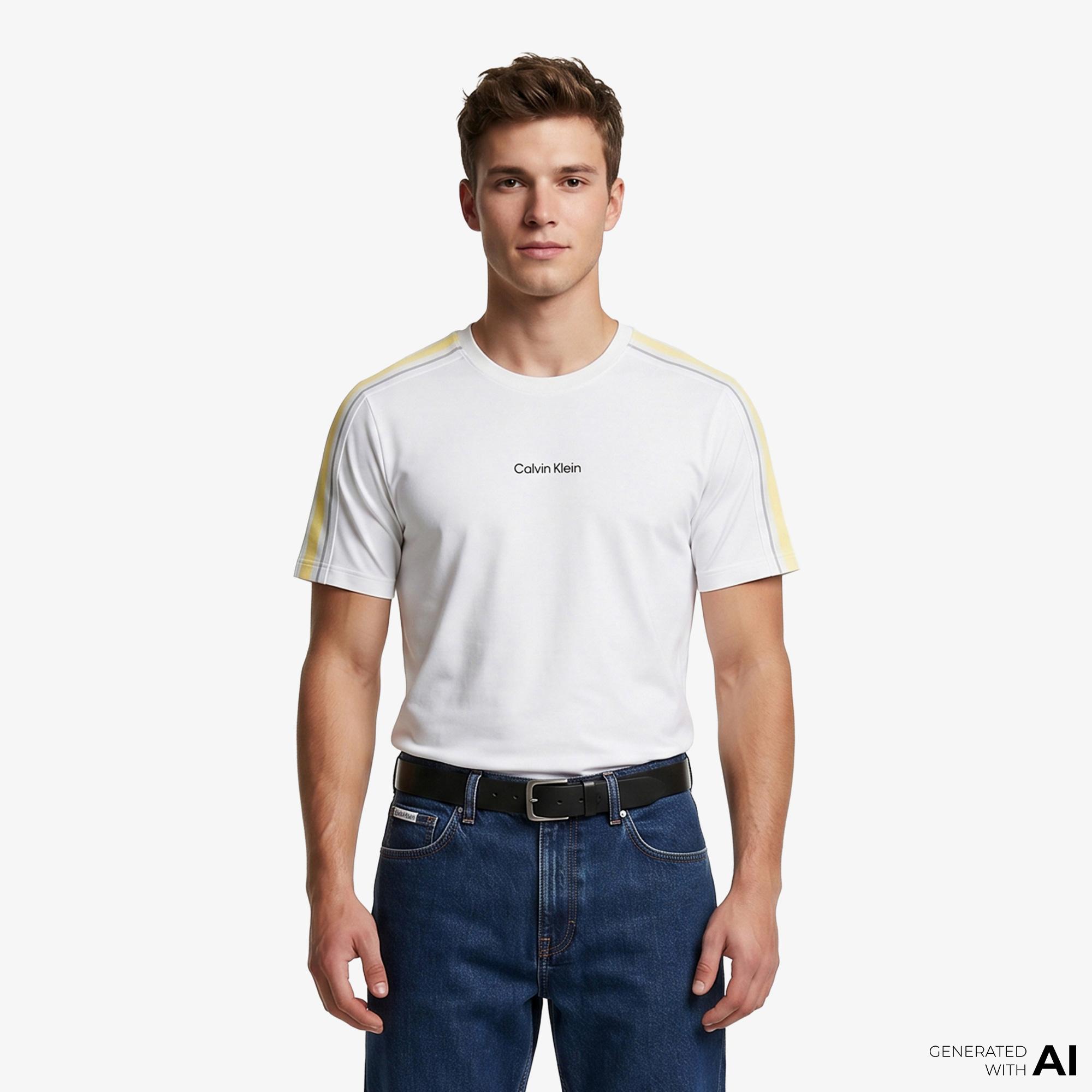 Calvin Klein Tape Erkek Beyaz T-Shirt