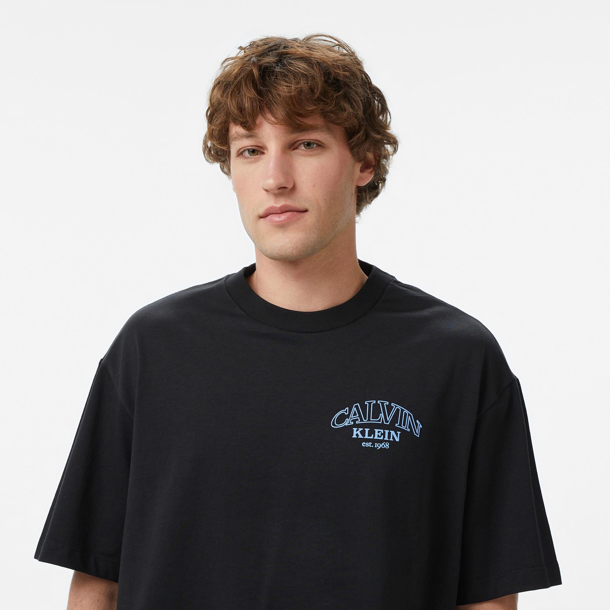 Calvin Klein Relaxed 16S Jersey Embossed Erkek Siyah T-Shirt