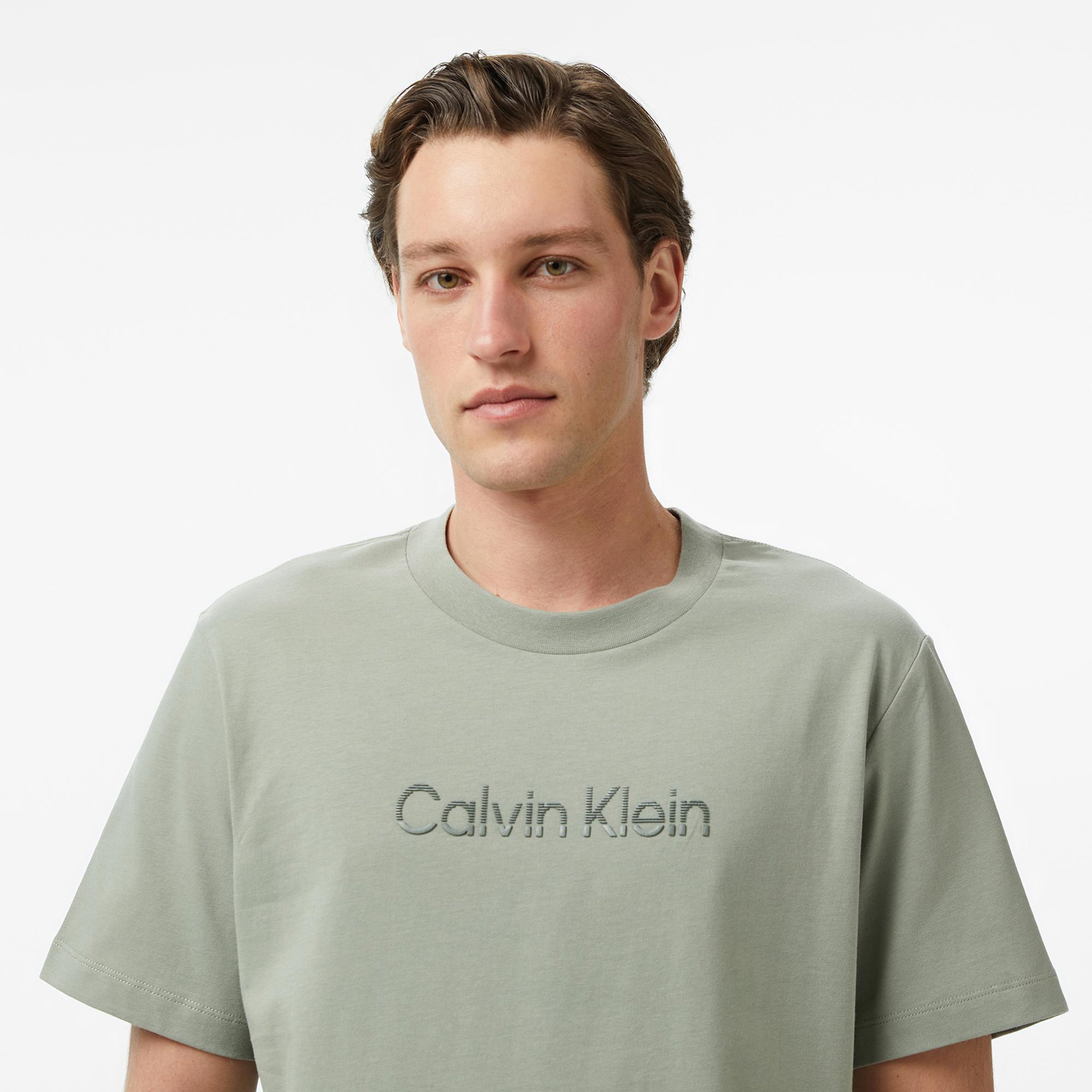 Calvin Klein 20S Sportswear Grap Erkek Bej T-Shirt