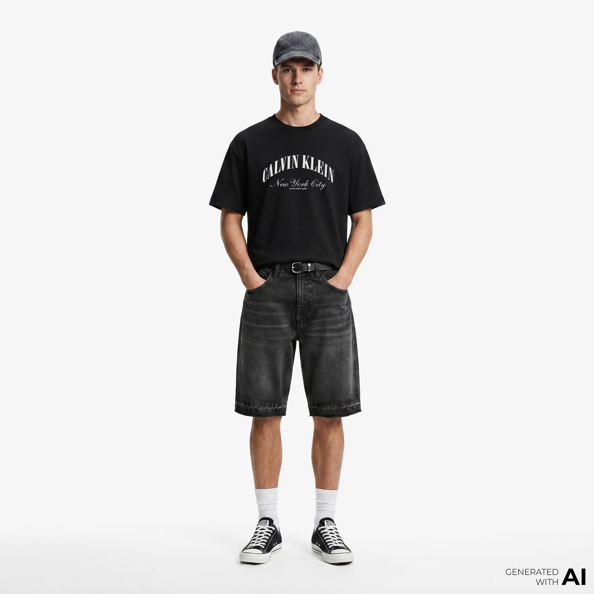 Calvin Klein Relaxed Premium Ringer  Erkek Siyah T-Shirt