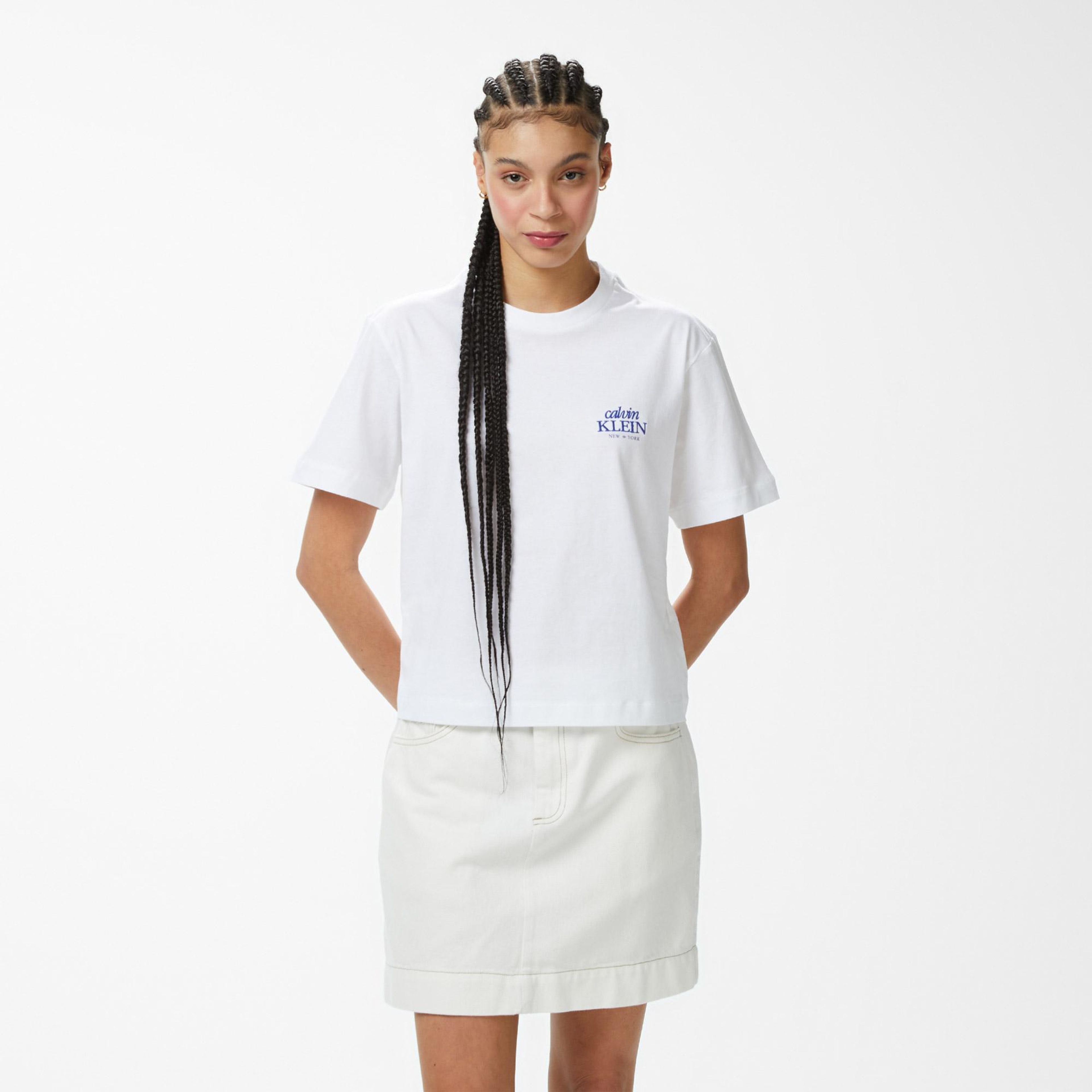 Calvin Klein Boxy Graphic  Kadın Beyaz T-Shirt