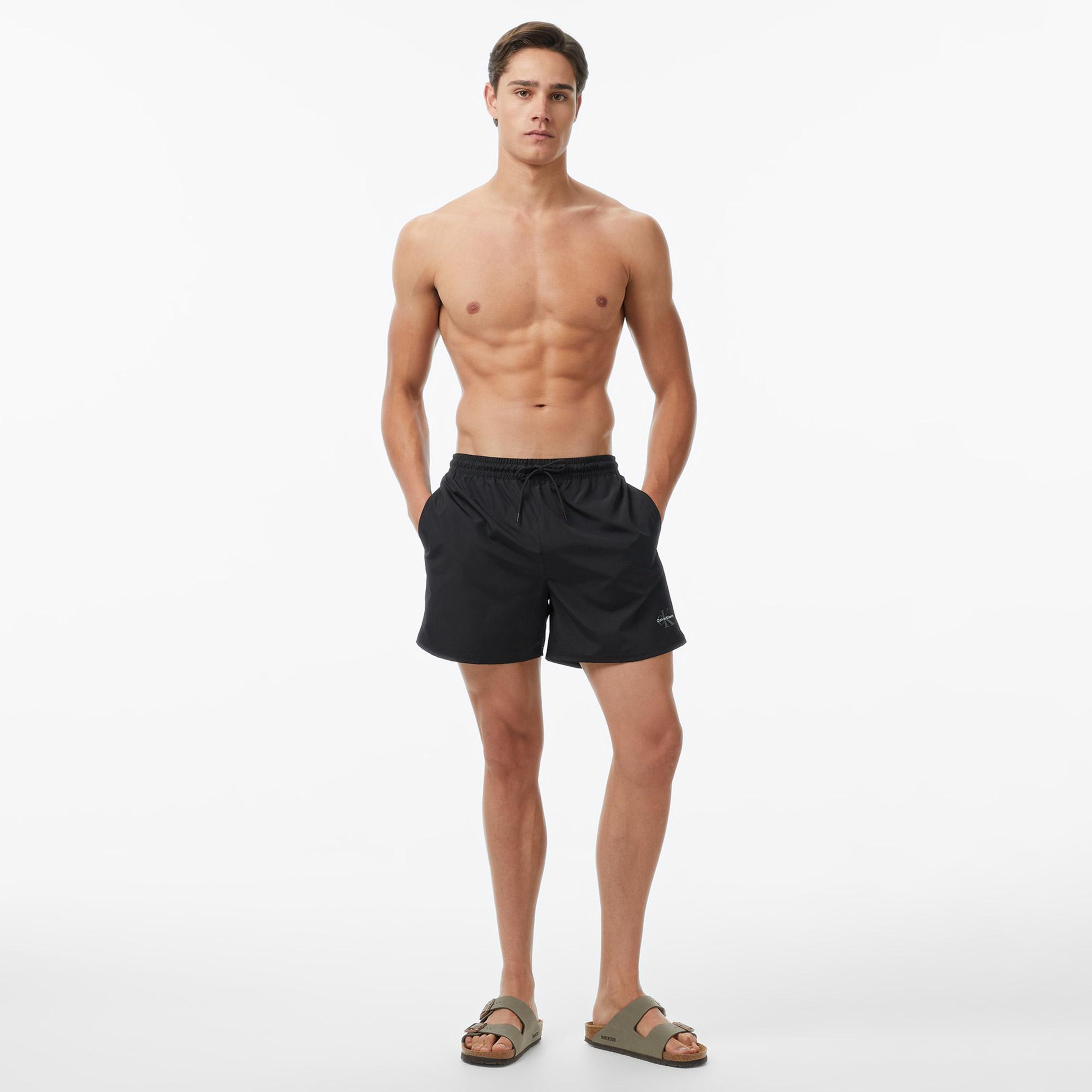 Calvin Klein Medium Drawstring Waistband Erkek Siyah Deniz Şortu